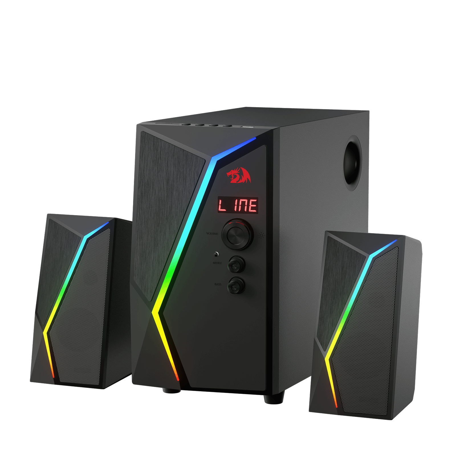 Redragon GS520 PRO Computer Gaming Speakers with Subwoofer, 2.1 Channel RGB Stereo Speakers for Desktop w/Massive 45W Max Power, Unparalleled Adjustable Bass, Bluetooth 5.0, SD & 3.5mm AUX Inputs