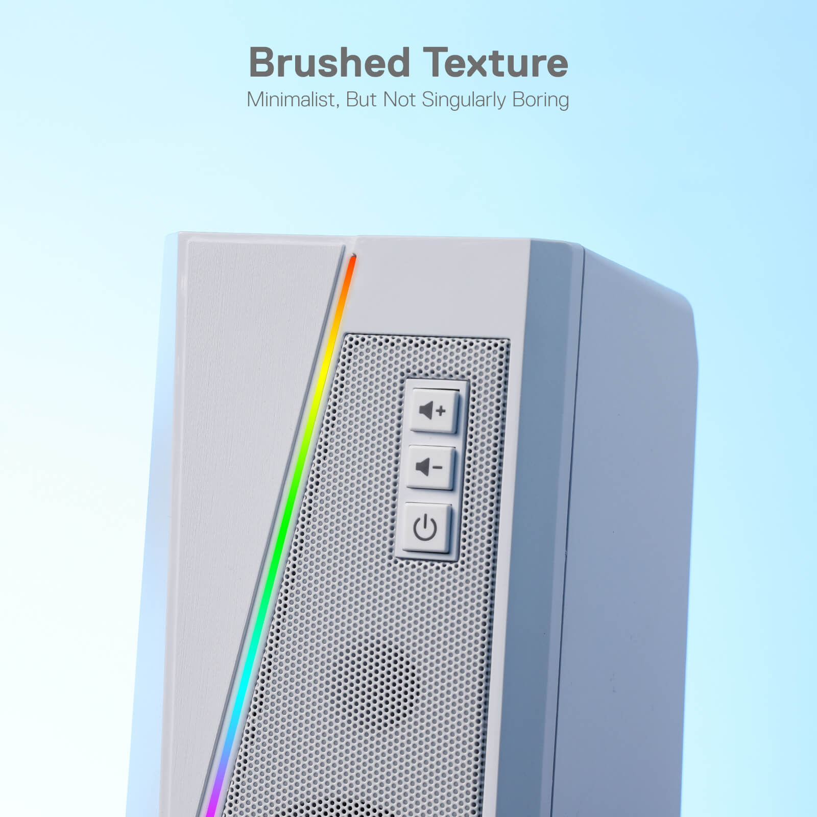 Speaker Desktop RGB Redragon GS520, Speaker Stereo Komputer PC 2.0 Saluran dengan 6 Mode LED Berwarna, Suara yang Ditingkatkan dan Kontrol Volume Akses Mudah, Didukung USB dengan Kabel 3.5mm, Putih