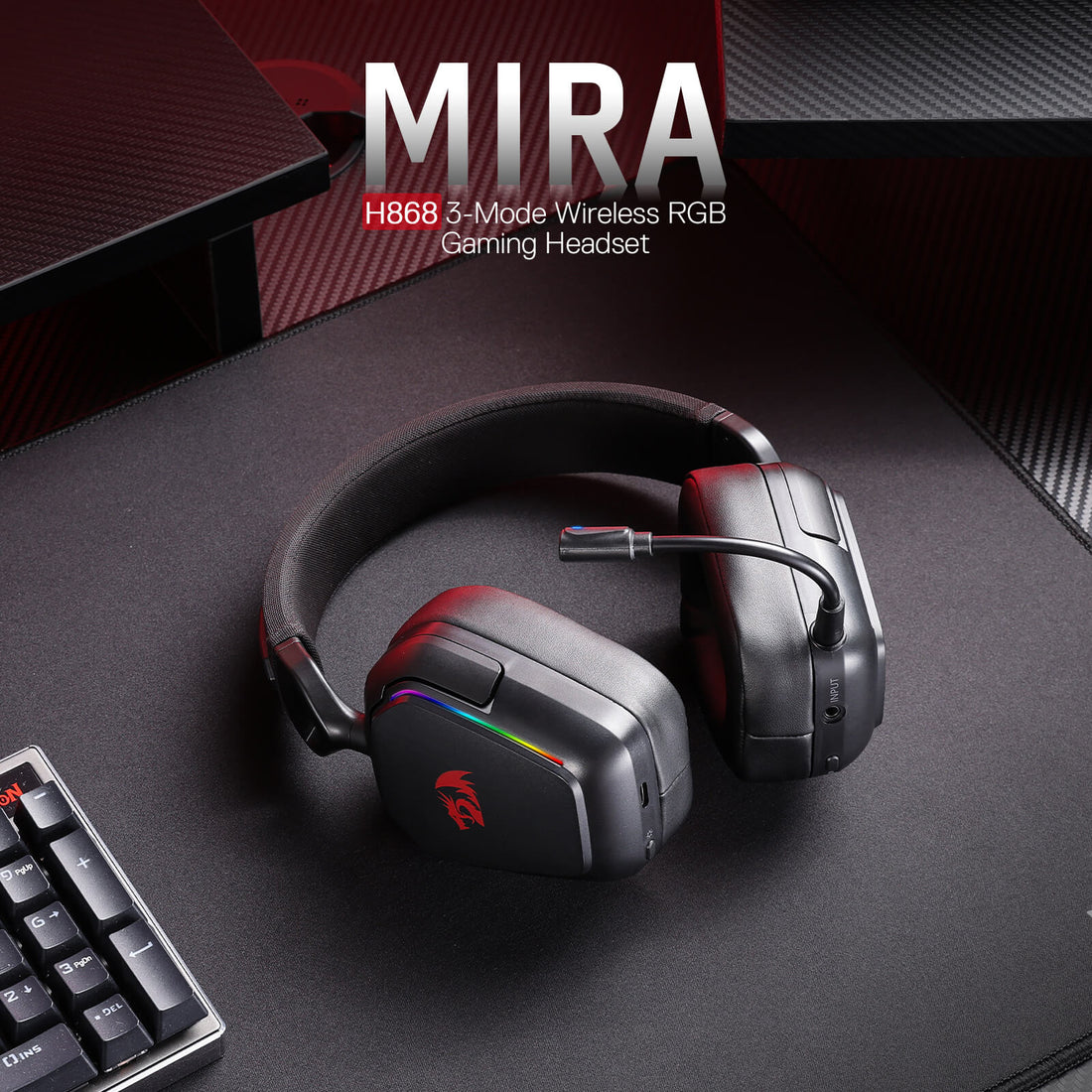 Redragon H868 3-Mode Wireless 7.1 Surround Sound RGB Gaming Headset