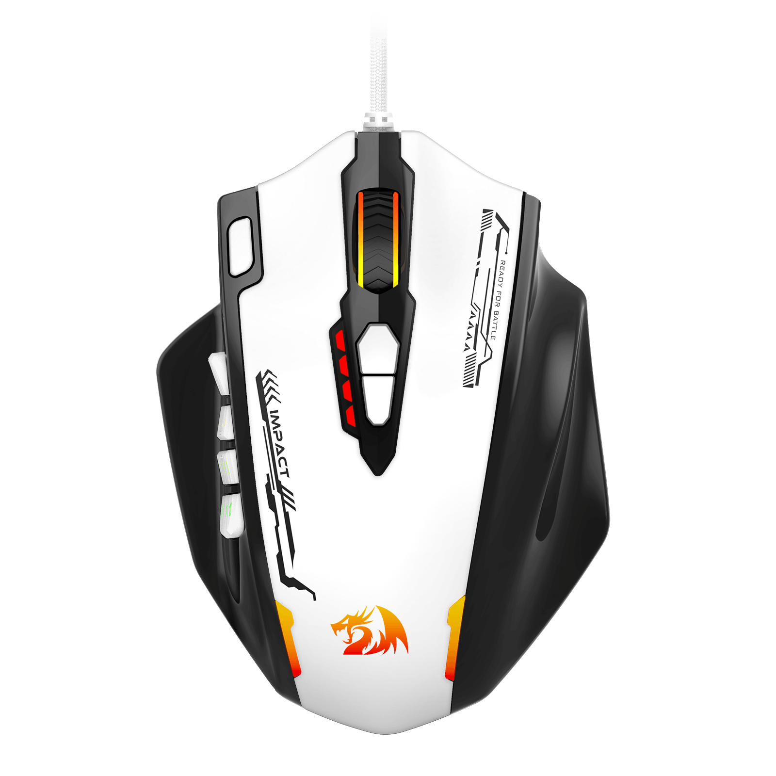 Redragon M908WB Impact RGB LED MMO Gaming Mouse with 12 Side Buttons, Optical Wired Ergonomic Mouse with Max 24,000 DPI, High Precision, 18 Programmable Macro Shortcuts, Comfort Grip