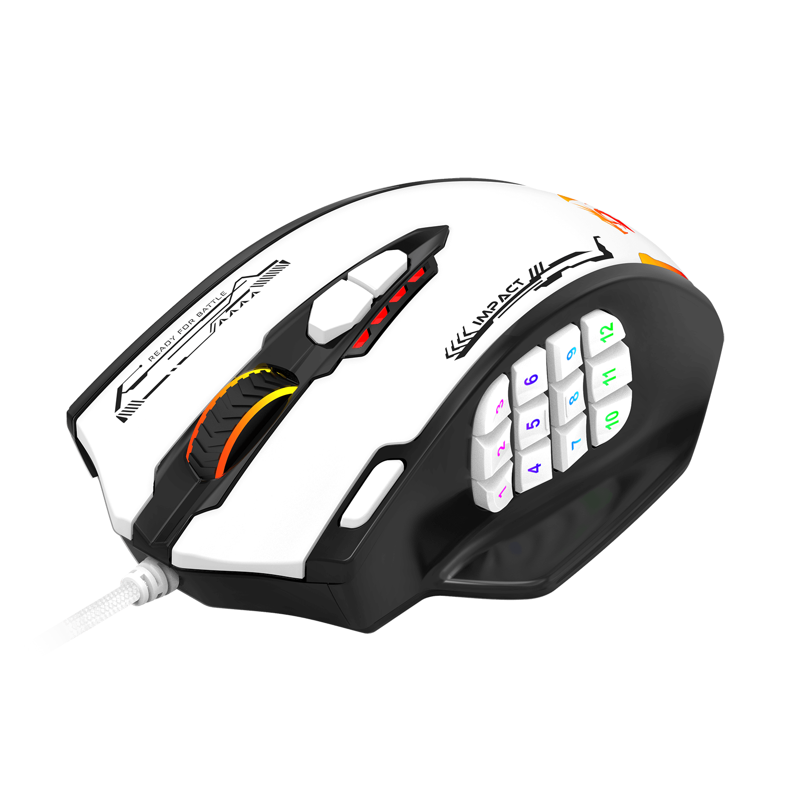 Redragon M908WB Impact RGB LED MMO Gaming Mouse with 12 Side Buttons, Optical Wired Ergonomic Mouse with Max 24,000 DPI, High Precision, 18 Programmable Macro Shortcuts, Comfort Grip