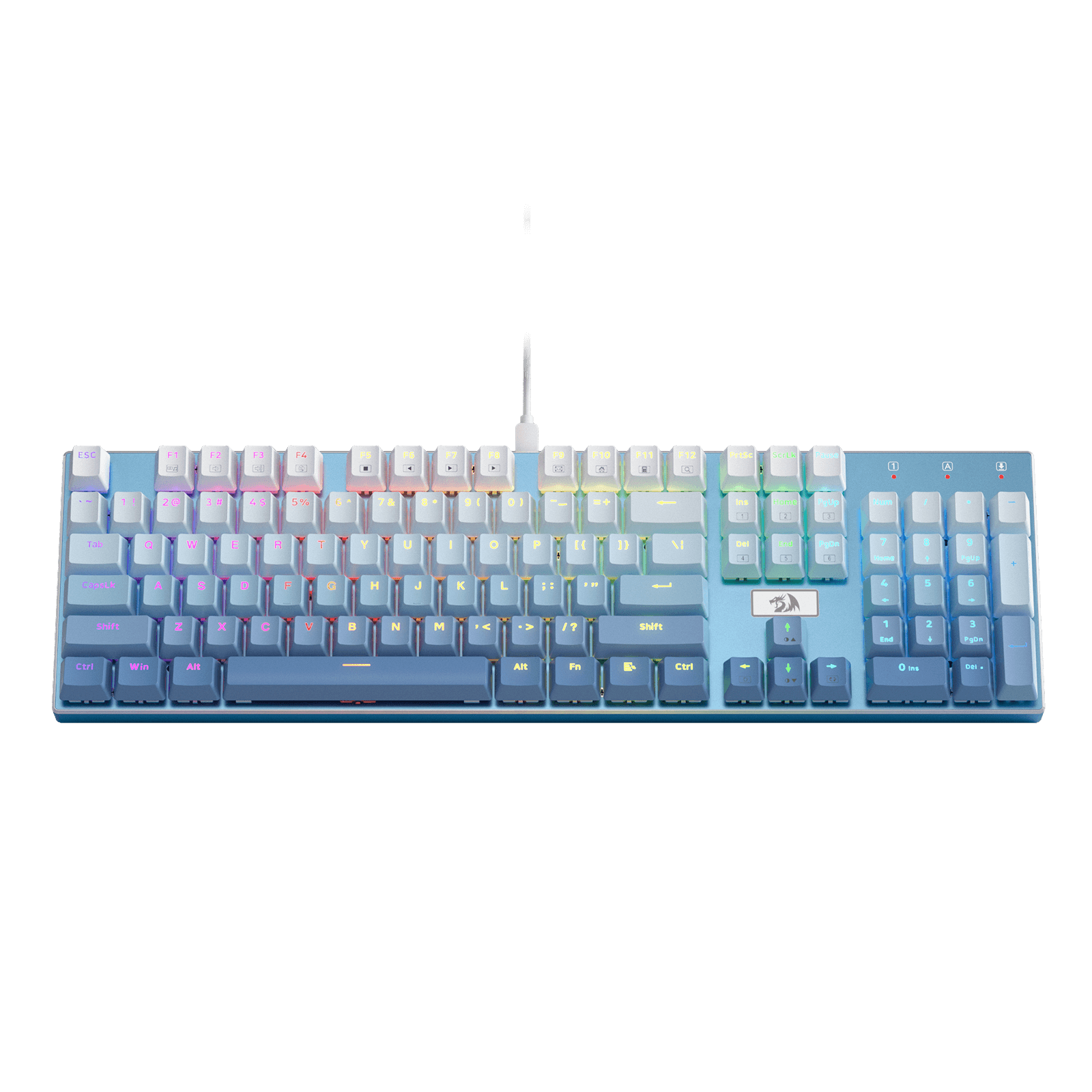 Redragon K556 SE RGB LED Backlit Wired Mechanical Gaming Keyboard, Aluminum Base, 104 Keys Upgraded Socket, 3.5mm Sound Absorbing Foams, Hot-Swap Linear Quiet Red Switch, Gradient Blue