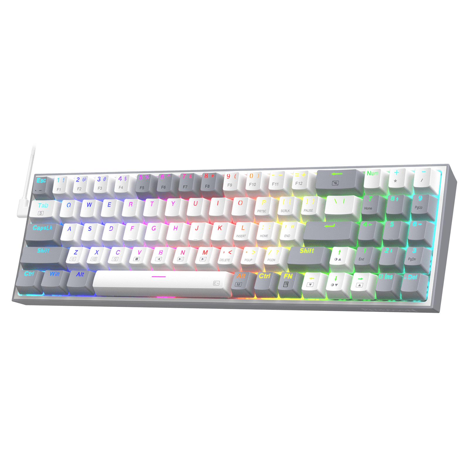 Redragon K628 Pollux 75% Wired RGB Gaming Keyboard, 78 Keys Hot-Swappable Compact Mechanical Keyboard w/100% Hot-Swap Socket, Free-Mod Plate Mounted PCB & Dedicated Arrow Keys and Numpad, Red Switch