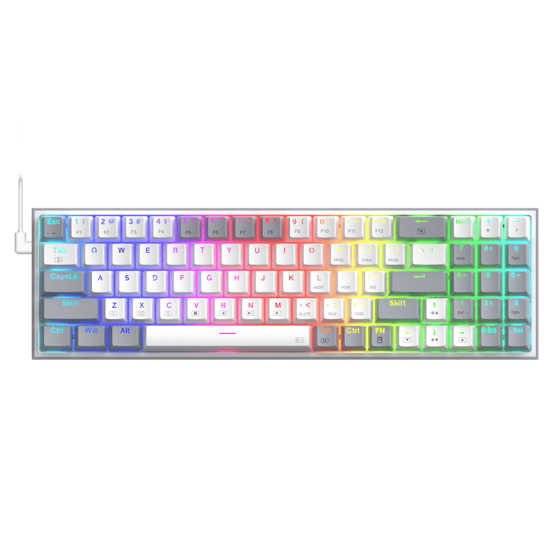 Redragon K628 Pollux 75% Wired RGB Gaming Keyboard, 78 Keys Hot-Swappable Compact Mechanical Keyboard w/100% Hot-Swap Socket, Free-Mod Plate Mounted PCB & Dedicated Arrow Keys and Numpad, Red Switch