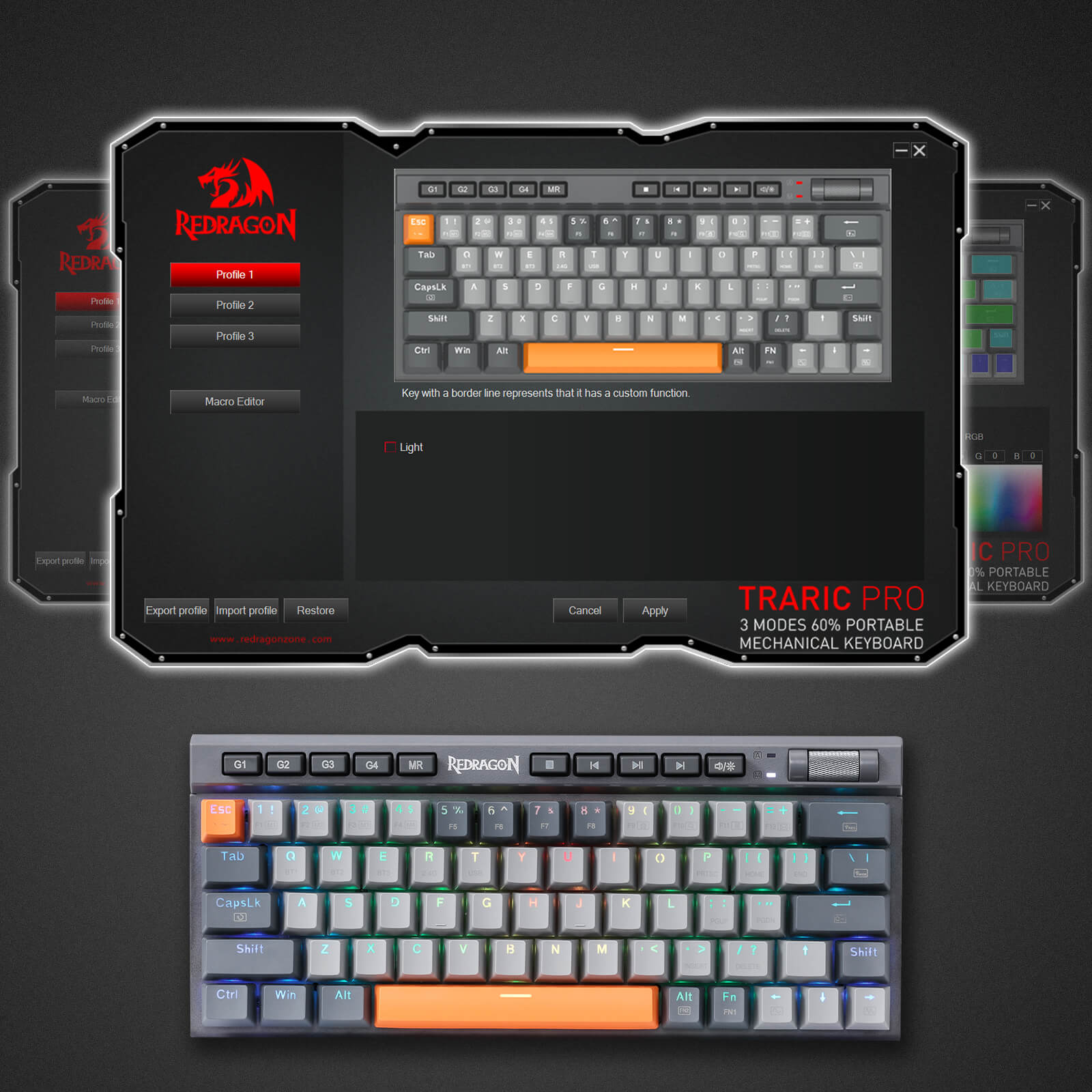 Redragon TRARIC K634 PRO 60% 3-Mode Wireless RGB Gaming Keyboard
