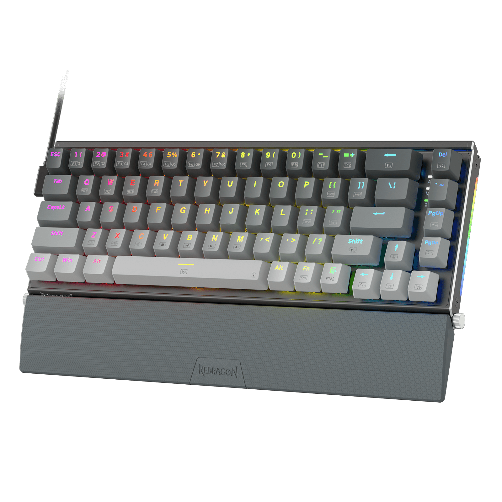 Redragon K641 65% Aluminum RGB Mechanical Keyboard, Wired 68 Keys Compact Gaming Keyboard w/ 3.5mm Sound Absorbing Foams, Detachable Wrist Rest, Gradient Keycaps, Upgraded Hot-Swap Socket