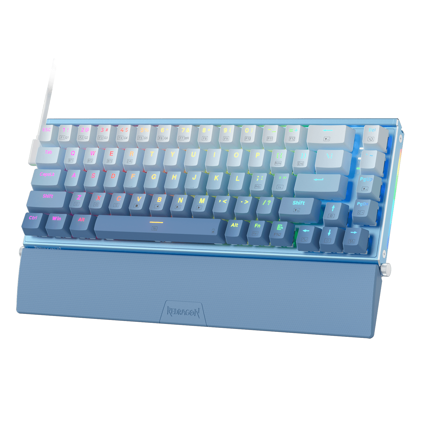 Redragon K641 65% Aluminum RGB Mechanical Keyboard, Wired 68 Keys Compact Gaming Keyboard w/ 3.5mm Sound Absorbing Foams, Detachable Wrist Rest, Gradient Keycaps, Upgraded Hot-Swap Socket