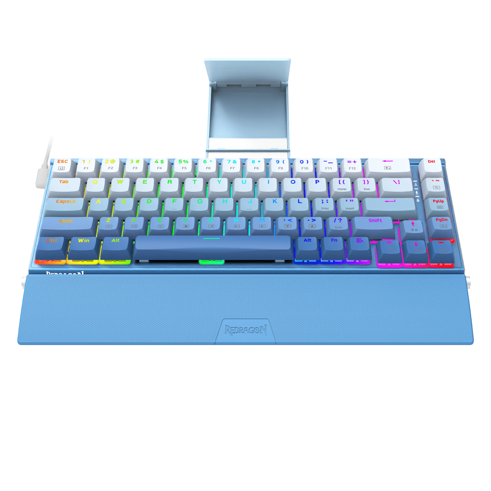 Redragon K641 SHACO PRO 60% Aluminum RGB Mechanical Keyboard, Bluetooth/2.4Ghz/Wired 3-Mode 68 Keys Compact Gaming Keyboard with Detachable Phone Stand/Gradient Keycaps/Upgraded Hot-Swap Socket