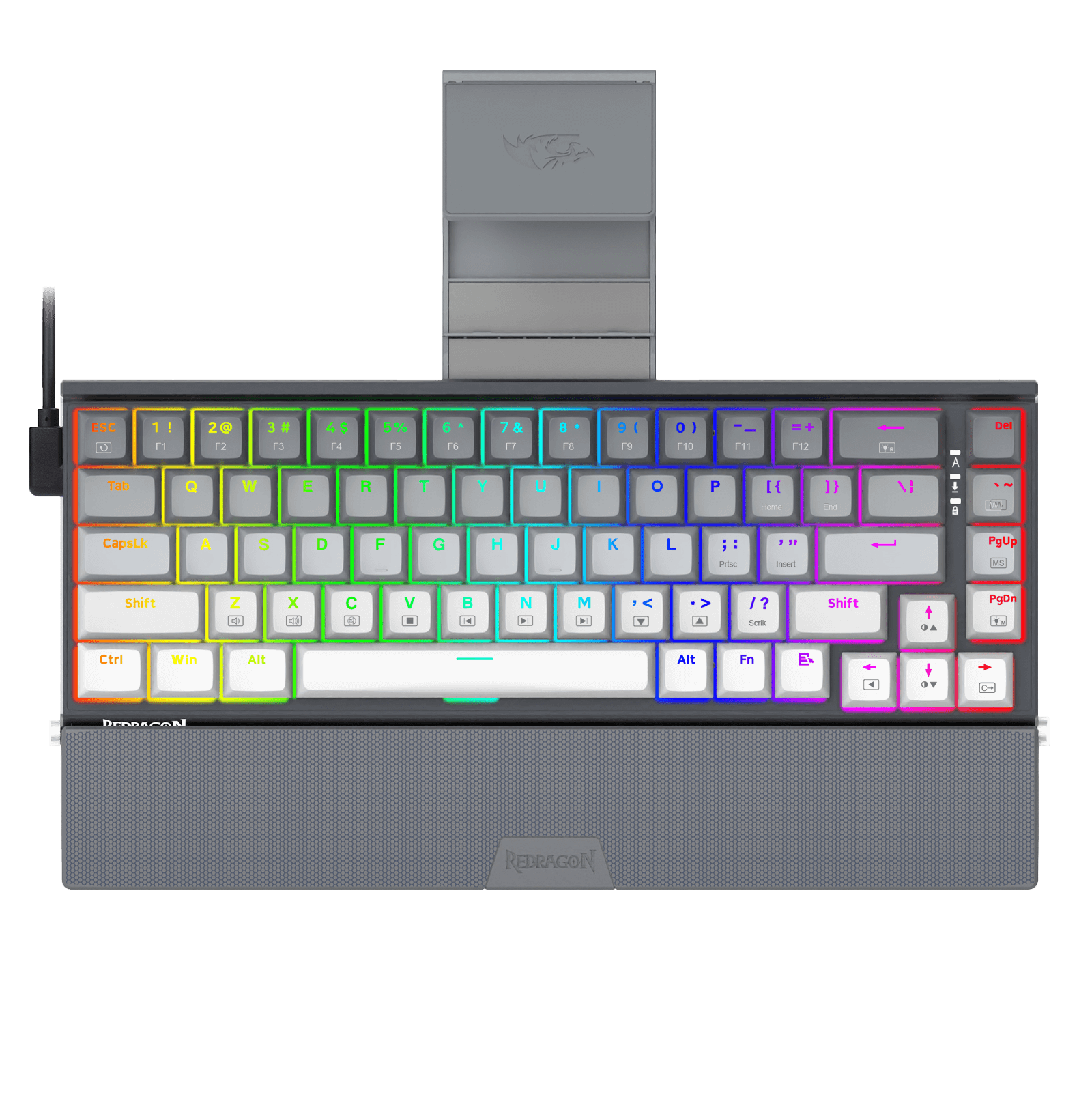 Redragon K641 SHACO PRO 60% Aluminum RGB Mechanical Keyboard, Bluetooth/2.4Ghz/Wired 3-Mode 68 Keys Compact Gaming Keyboard with Detachable Phone Stand/Gradient Keycaps/Upgraded Hot-Swap Socket