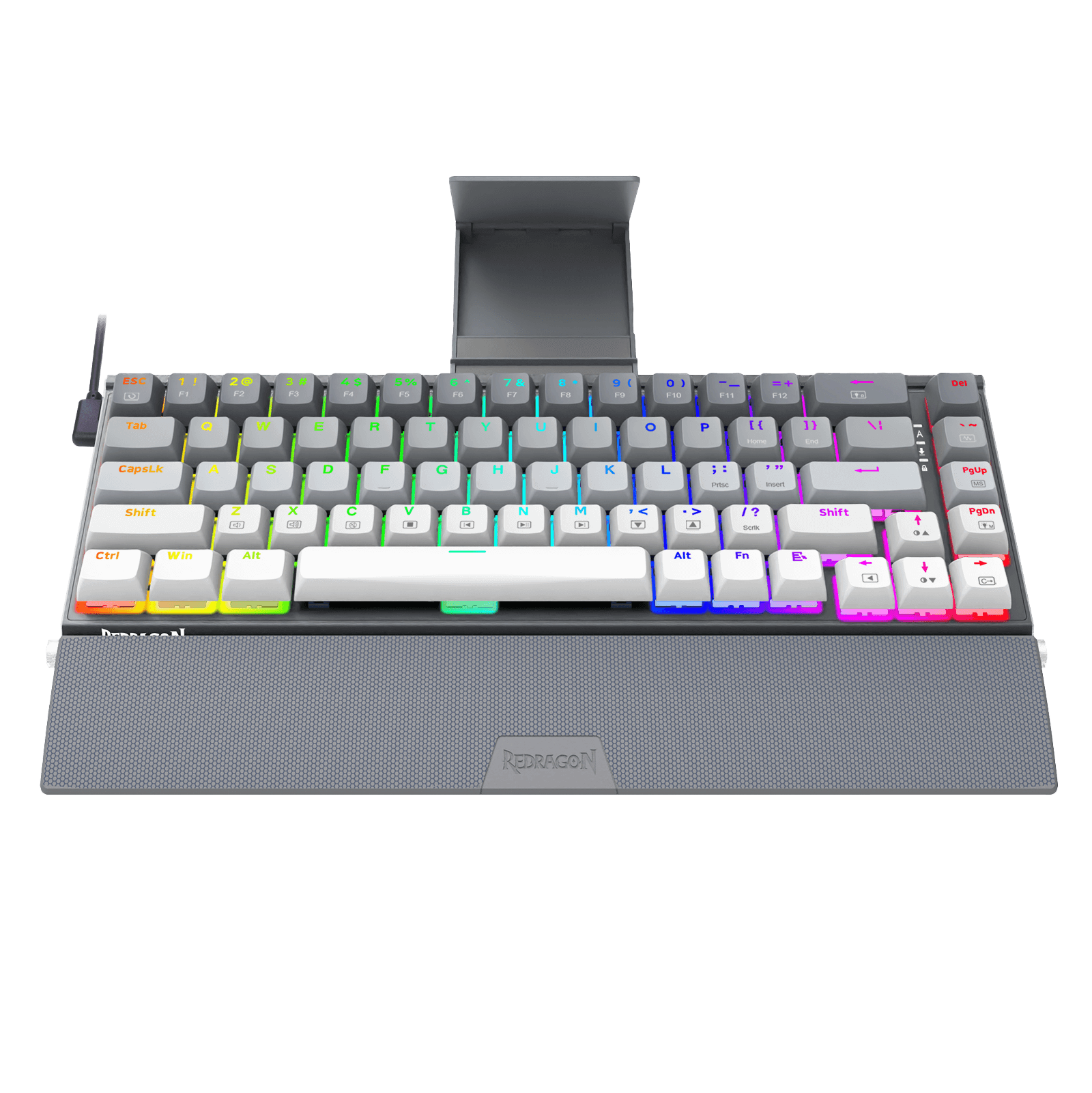 Redragon K641 SHACO PRO 60% Aluminum RGB Mechanical Keyboard, Bluetooth/2.4Ghz/Wired 3-Mode 68 Keys Compact Gaming Keyboard with Detachable Phone Stand/Gradient Keycaps/Upgraded Hot-Swap Socket