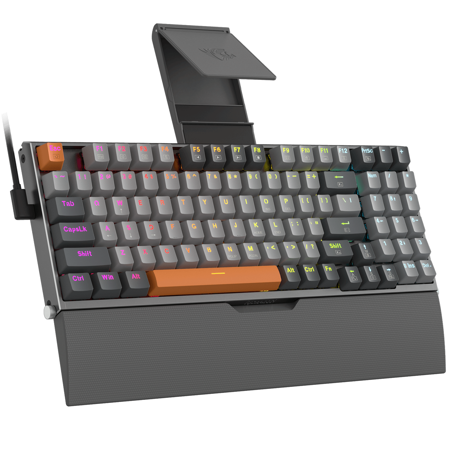 Redragon K648 90% Wired Aluminum RGB Gaming Keyboard, 94 Keys Tactical Mechanical Keyboard w/Hot-Swap Socket, Rock-Solid Metal Board Built-in Noise Absorbing Foams & Wrist Support, Quiet Red Switch
