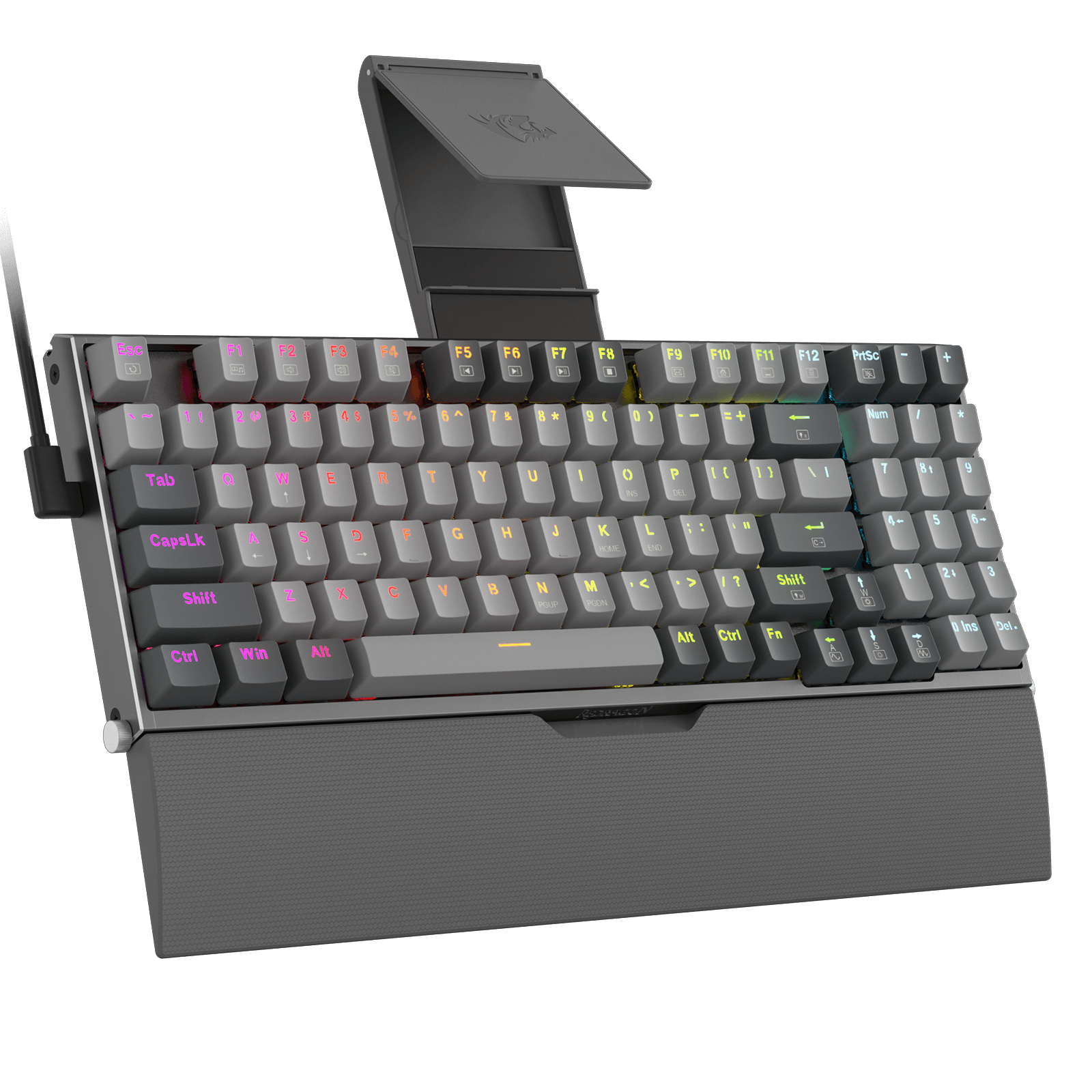 Redragon K648 90% Wired Aluminum RGB Gaming Keyboard, 94 Keys Tactical Mechanical Keyboard w/Hot-Swap Socket, Rock-Solid Metal Board Built-in Noise Absorbing Foams & Wrist Support, Quiet Red Switch