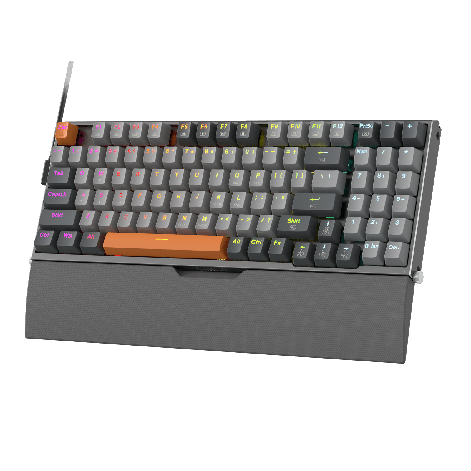 Redragon K648 90% Wired Aluminum RGB Gaming Keyboard, 94 Keys Tactical Mechanical Keyboard w/Hot-Swap Socket, Rock-Solid Metal Board Built-in Noise Absorbing Foams & Wrist Support, Quiet Red Switch