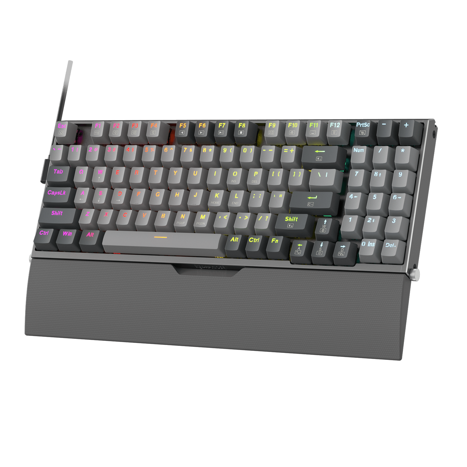 Redragon K648 90% Wired Aluminum RGB Gaming Keyboard, 94 Keys Tactical Mechanical Keyboard w/Hot-Swap Socket, Rock-Solid Metal Board Built-in Noise Absorbing Foams & Wrist Support, Quiet Red Switch