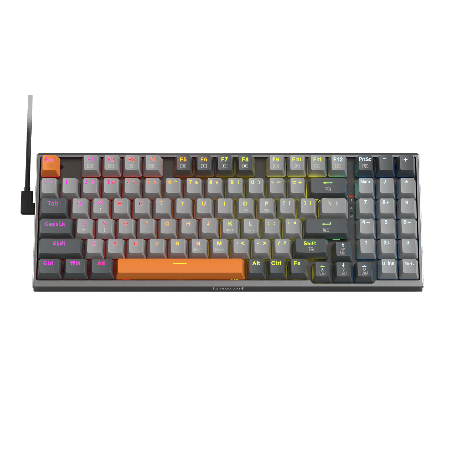 Redragon K648 90% Wired Aluminum RGB Gaming Keyboard, 94 Keys Tactical Mechanical Keyboard w/Hot-Swap Socket, Rock-Solid Metal Board Built-in Noise Absorbing Foams & Wrist Support, Quiet Red Switch