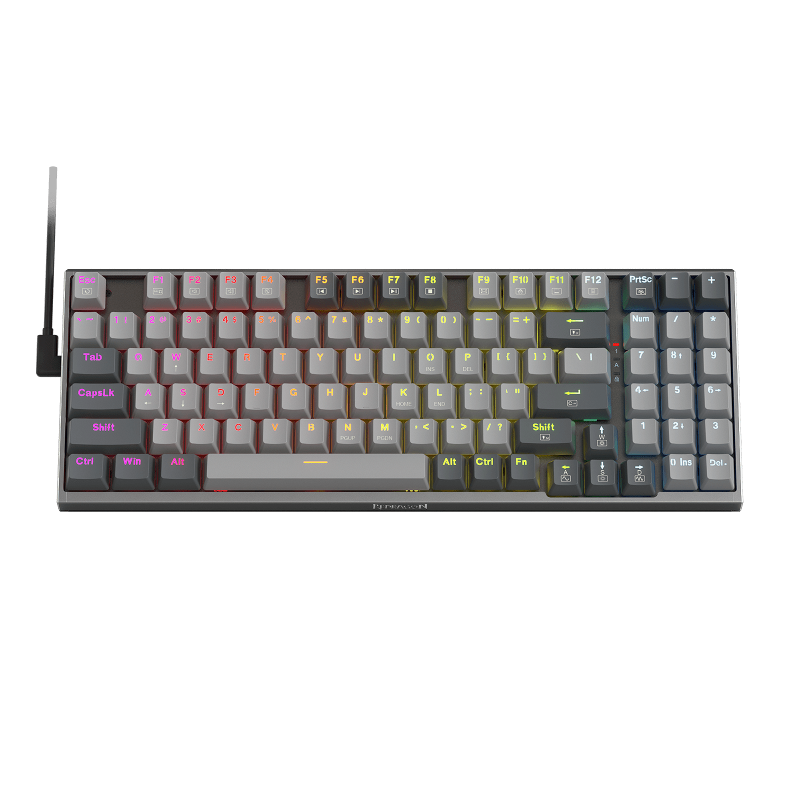Redragon K648 90% Wired Aluminum RGB Gaming Keyboard, 94 Keys Tactical Mechanical Keyboard w/Hot-Swap Socket, Rock-Solid Metal Board Built-in Noise Absorbing Foams & Wrist Support, Quiet Red Switch