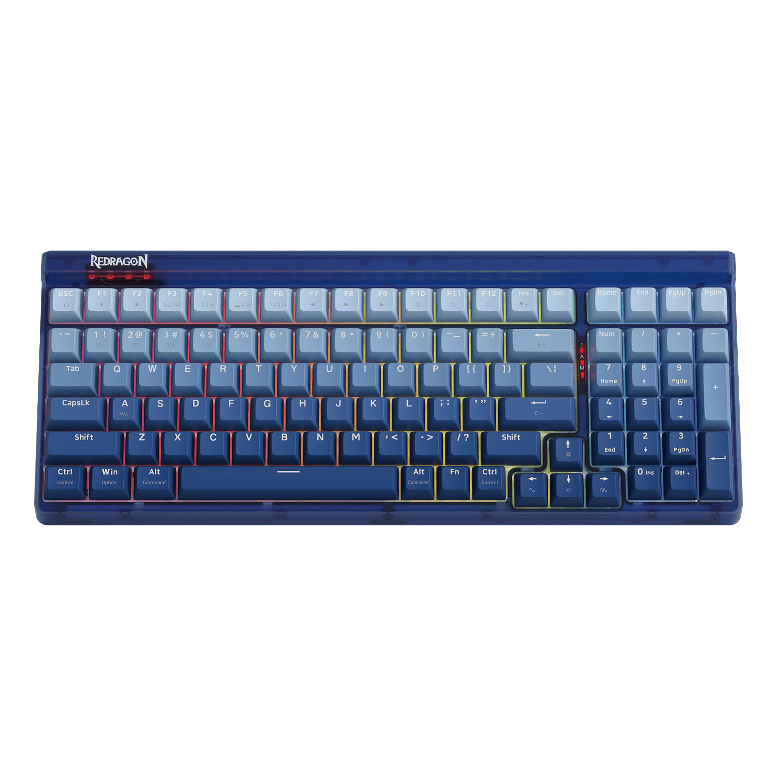 Redragon K656 PRO 3-Mode Wireless RGB Gaming Keyboard, 100 Keys Mechanical Keyboard w/Translucent Board, Hot-Swappable Socket, Sound Absorbing Foam & Custom Tactile Switch, Gradient BlueMade
