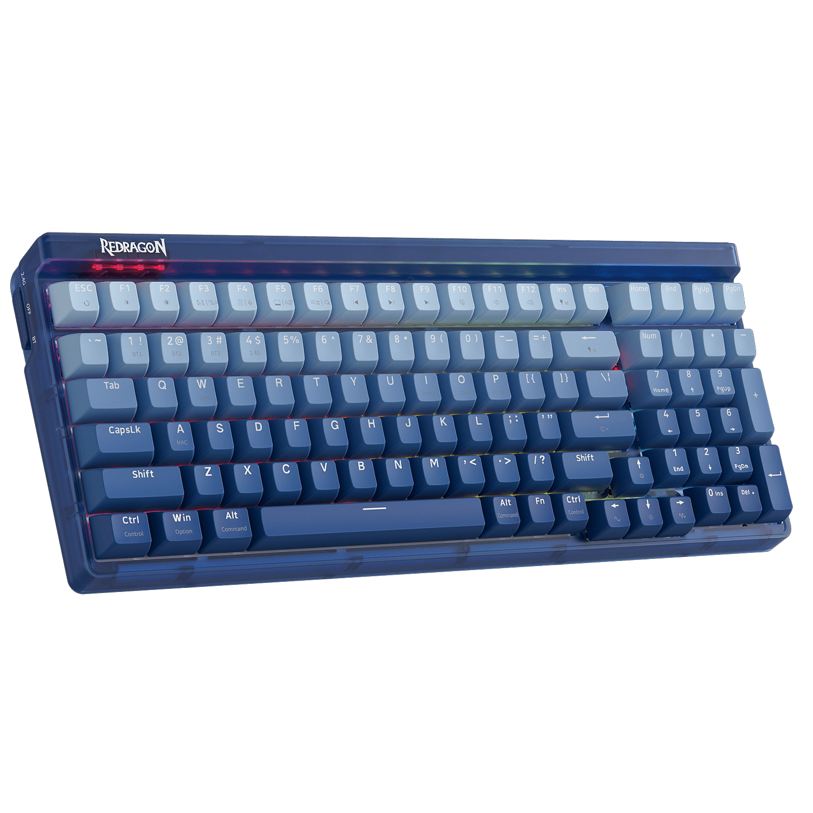 Redragon K656 PRO 3-Mode Wireless RGB Gaming Keyboard, 100 Keys Mechanical Keyboard w/Translucent Board, Hot-Swappable Socket, Sound Absorbing Foam & Custom Tactile Switch, Gradient BlueMade