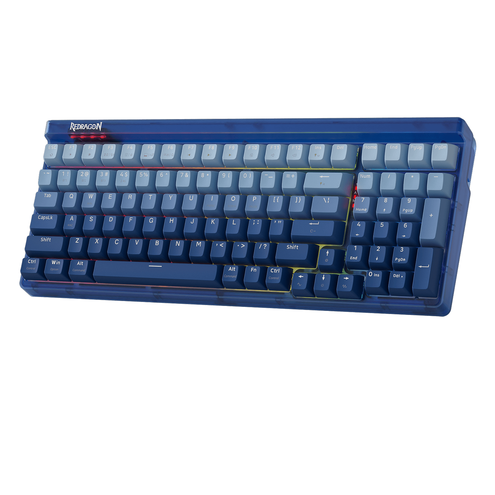 Redragon K656 PRO 3-Mode Wireless RGB Gaming Keyboard, 100 Keys Mechanical Keyboard w/Translucent Board, Hot-Swappable Socket, Sound Absorbing Foam & Custom Tactile Switch, Gradient BlueMade