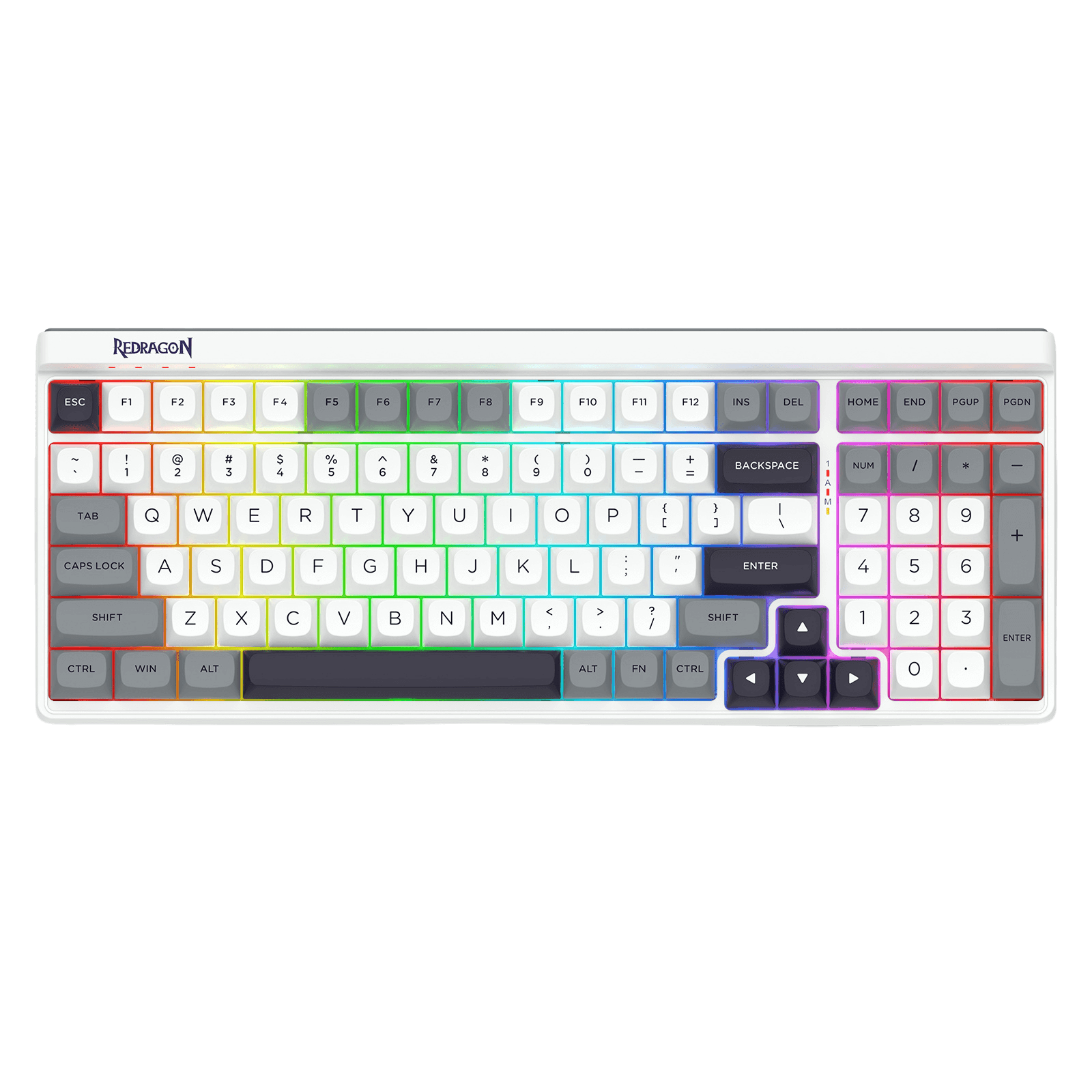 Redragon K656 PRO 3-Mode Wireless RGB Gaming Keyboard, 100 Keys Mechanical Keyboard w/Hot-Swappable Socket, 3 Noise Dampening Layers, PBT Round Keycaps & Custom Linear Switch, Moondust Gray
