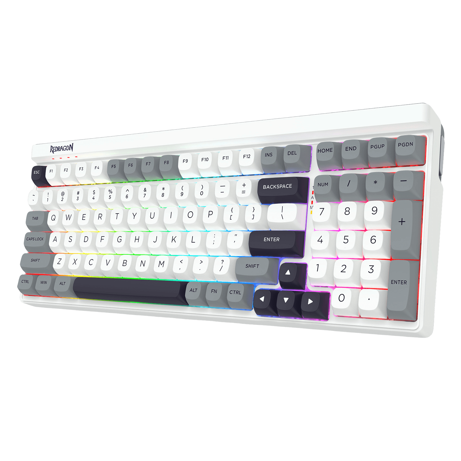 Redragon K656 PRO 3-Mode Wireless RGB Gaming Keyboard, 100 Keys Mechanical Keyboard w/Hot-Swappable Socket, 3 Noise Dampening Layers, PBT Round Keycaps & Custom Linear Switch, Moondust Gray