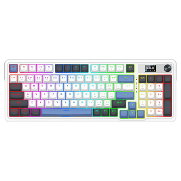 Redragon K719 Wireless Gasket Gaming Keyboard w/Hype Screen & Knob, 95 Keys Mechanical Keyboard, Easy-Control 1.14’’ TFT Info Display, 5-Layer Noise Dampener, Round PBT Keycaps, Mint Mambo Switch