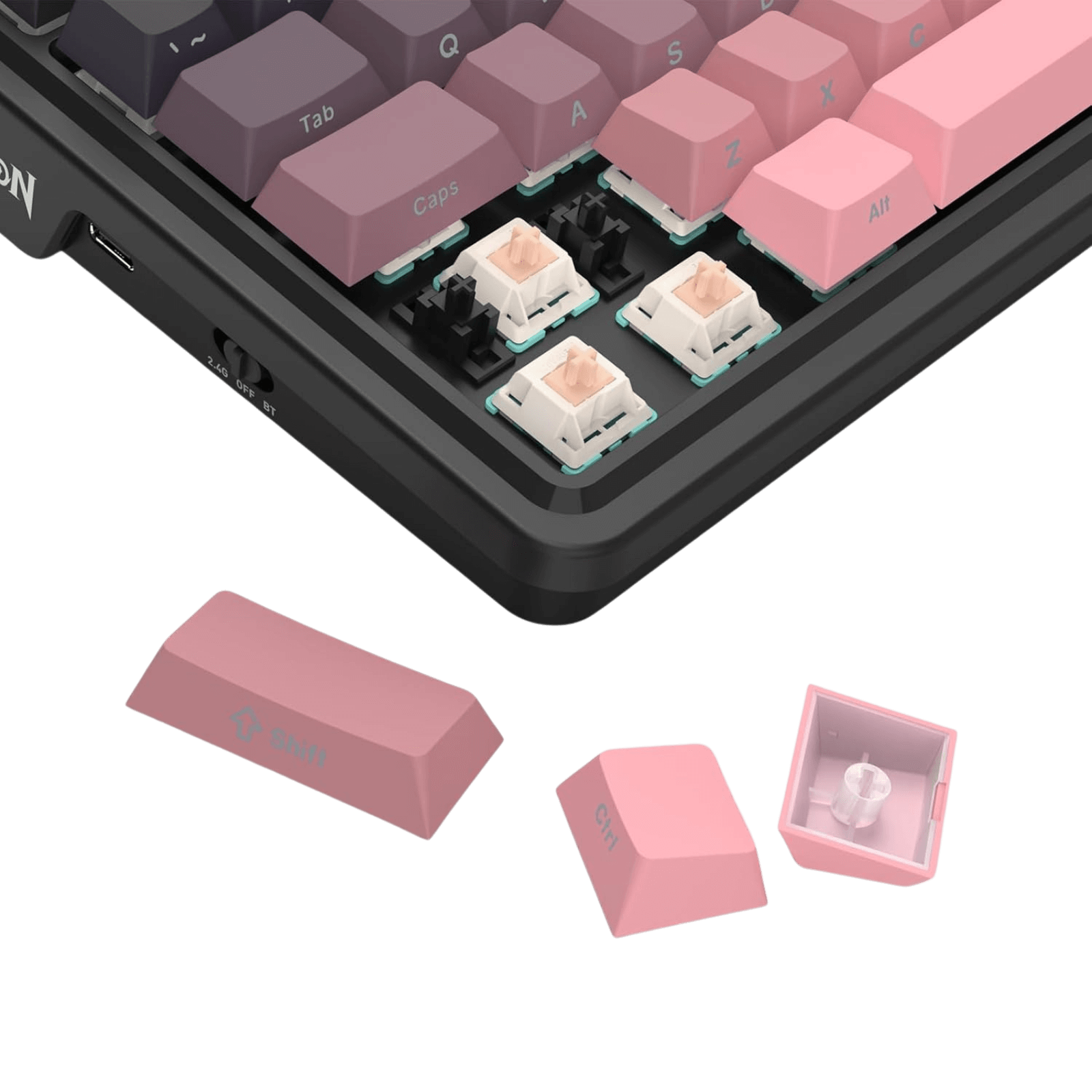 Redragon K728 PRO 80% Wireless Gasket Gaming Keyboard, 3-Mode 87 Keys TKL Mechanical Keyboard w/South-Facing LED & Hot-Swap Socket, 5-Layer Noise Dampening, Custom Linear Switch, PBT Gradient Keycaps