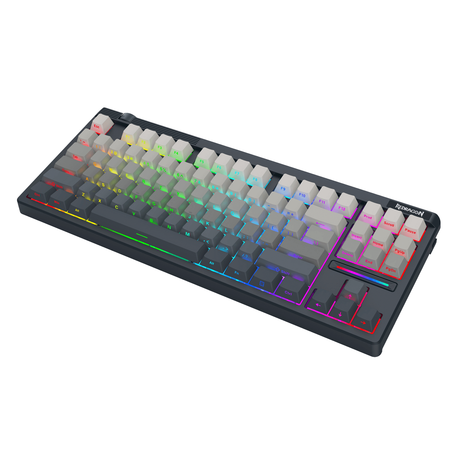 Mechanical keyboard with RGB lighting on a black background