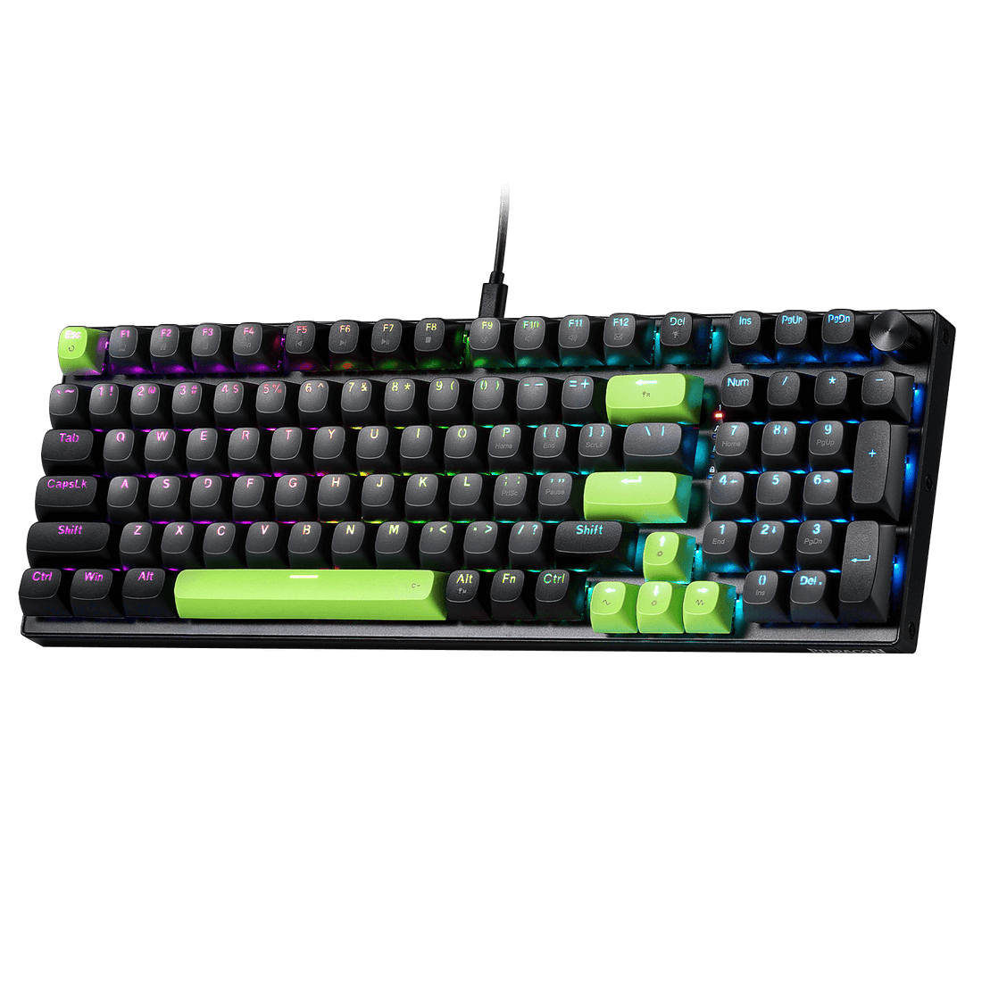 Redragon K740 PRO 98 Keys Wireless RGB Gaming Keyboard, 3-Mode PBT Mechanical Keyboard w/Solid Aluminum Base, Dedicated Knob Control & Hot-Swap Socket, Custom Linear Switch