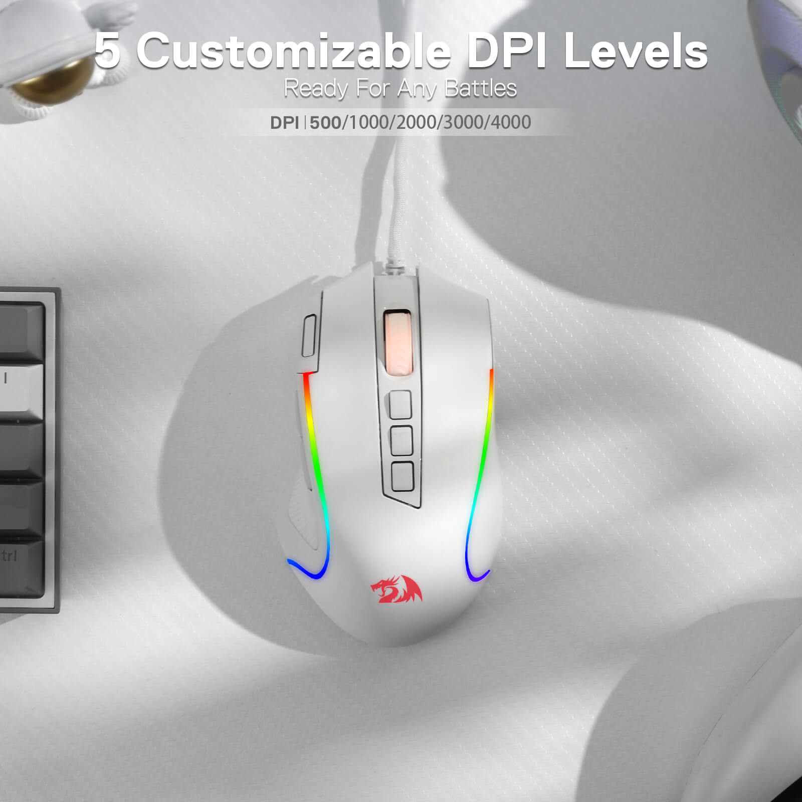 Redragon M612 Predator RGB Gaming Mouse, Mouse Gamer Optik Berkabel 8000 DPI dengan 11 Tombol yang Dapat Diprogram & 5 Mode Lampu Latar, Perangkat Lunak Mendukung Keybind DIY Tombol Rapid Fire
