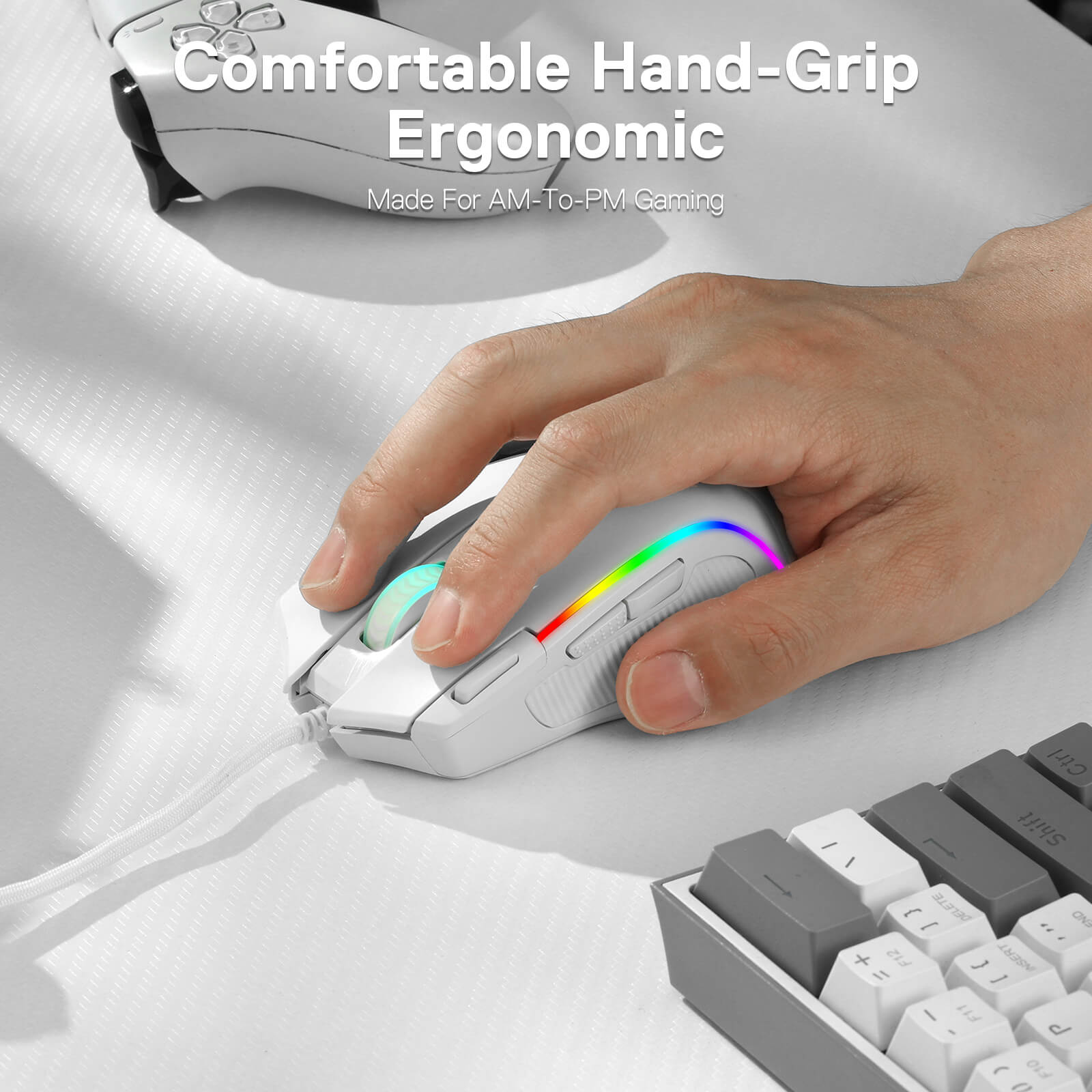 Redragon M612 Predator RGB Gaming Mouse, Mouse Gamer Optik Berkabel 8000 DPI dengan 11 Tombol yang Dapat Diprogram & 5 Mode Lampu Latar, Perangkat Lunak Mendukung Keybind DIY Tombol Rapid Fire