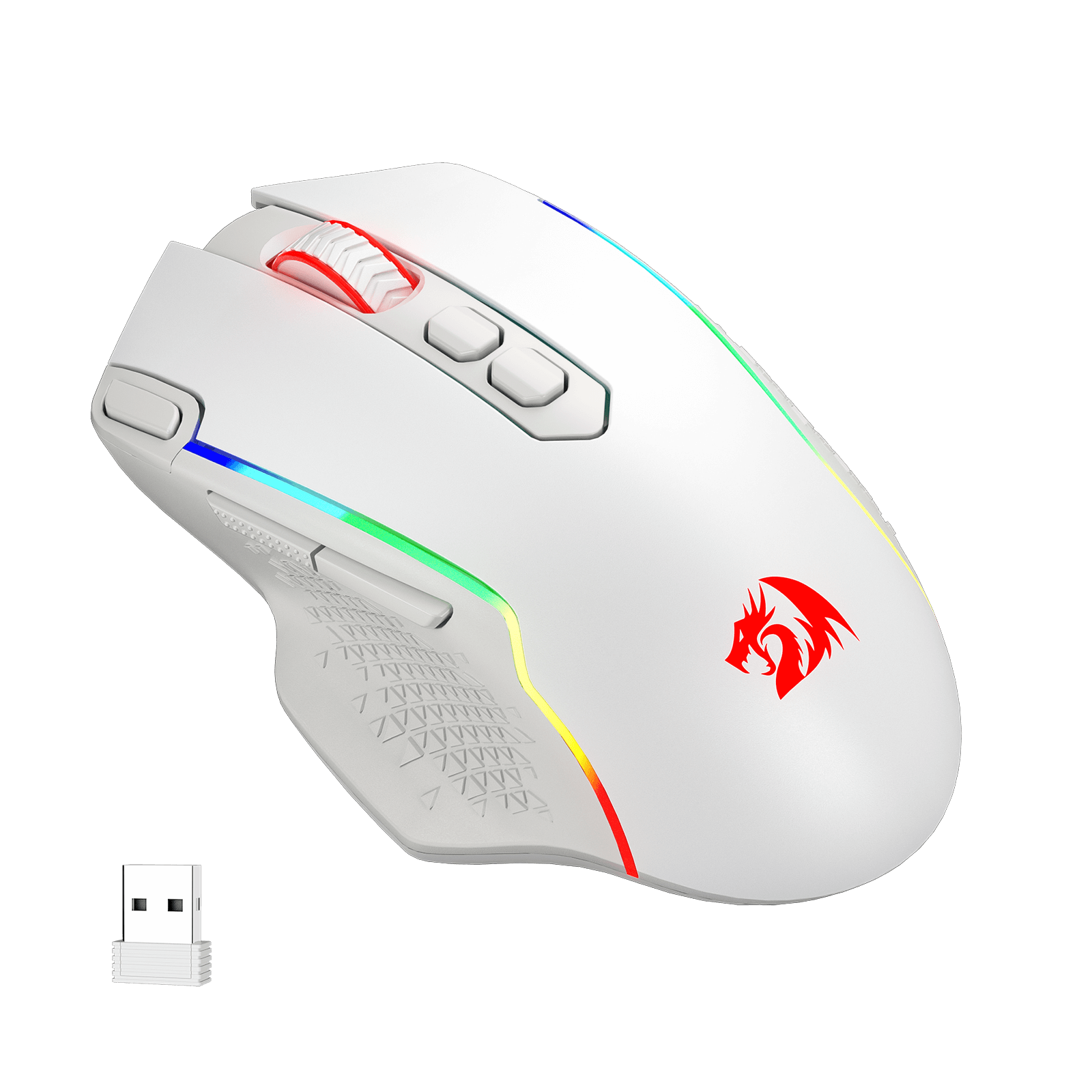 Mouse Gaming Nirkabel Redragon M810 Pro, Mouse Gamer Kabel/Nirkabel 10000 DPI dengan Tombol Rapid Fire, 8 Tombol Makro, Kapasitas Daya Tahan 45 Jam, dan Lampu Latar RGB untuk PC/Mac/Laptop