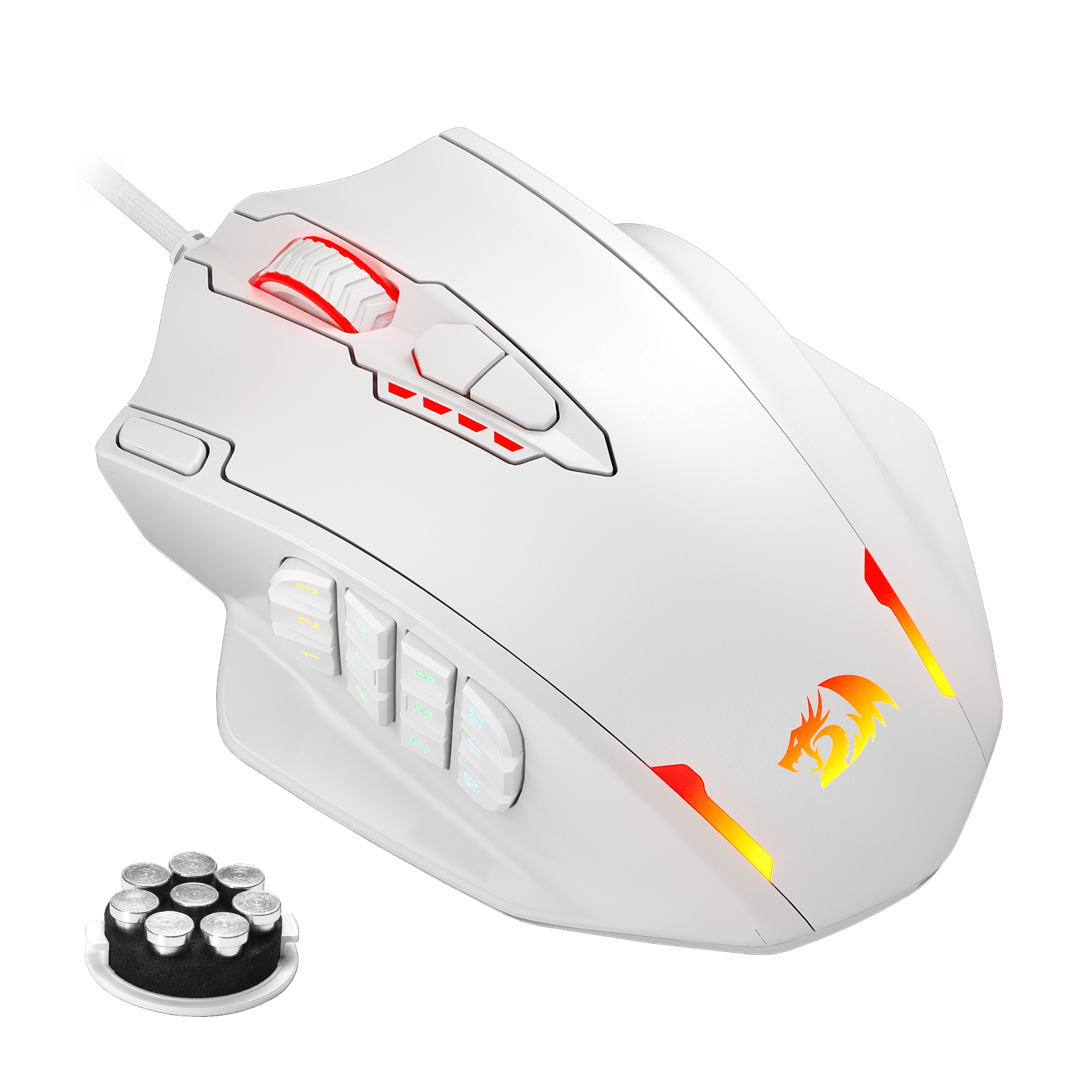 Redragon M908 IMPACT MMO Gaming Mouse up to 12,400 DPI High Precision  Mouse for PC, 18 Programmable Buttons, Weight Tuning Cartridge, 12 Side Buttons, 5 programmable user profiles, 16.8 Million Customizing LED Color Option