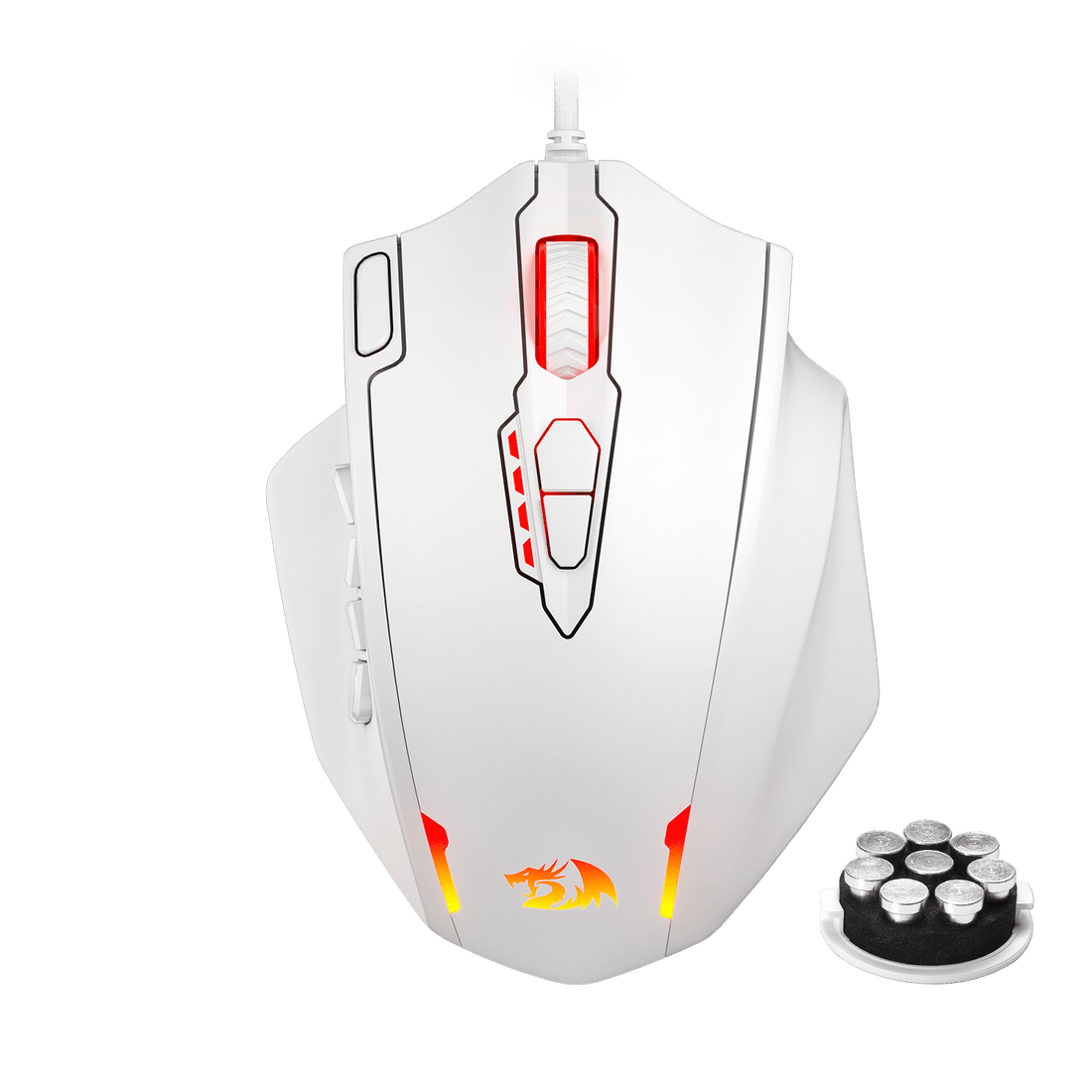 Redragon M908 IMPACT MMO Gaming Mouse up to 12,400 DPI High Precision  Mouse for PC, 18 Programmable Buttons, Weight Tuning Cartridge, 12 Side Buttons, 5 programmable user profiles, 16.8 Million Customizing LED Color Option