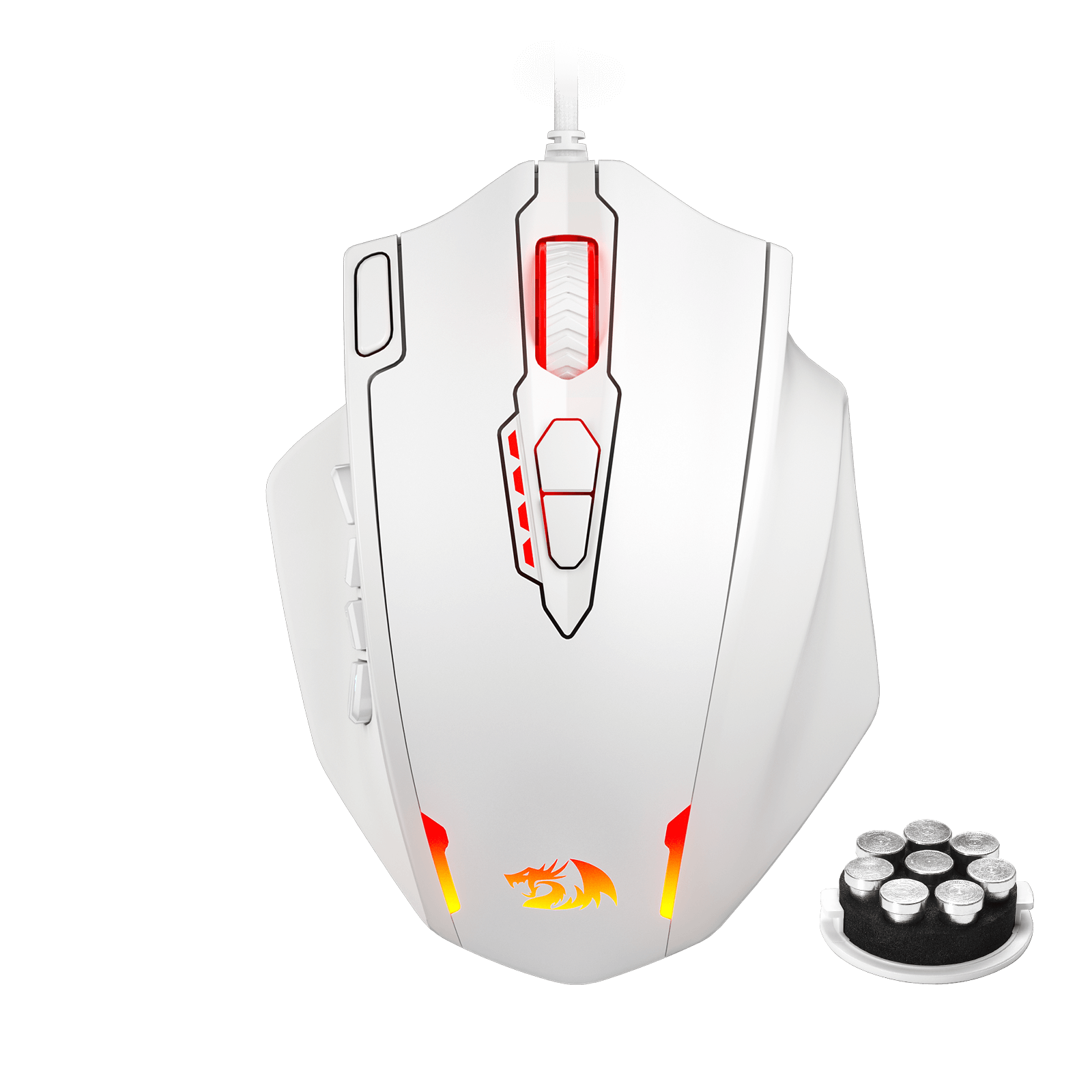 Redragon M908 IMPACT MMO Gaming Mouse up to 12,400 DPI High Precision  Mouse for PC, 18 Programmable Buttons, Weight Tuning Cartridge, 12 Side Buttons, 5 programmable user profiles, 16.8 Million Customizing LED Color Option
