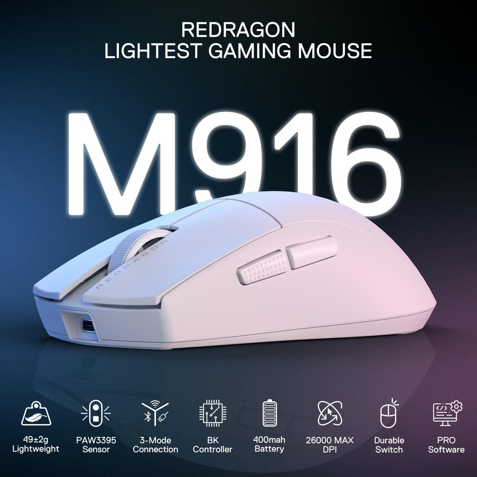 Redragon M916 PRO 3-Mode Wireless Gaming Mouse