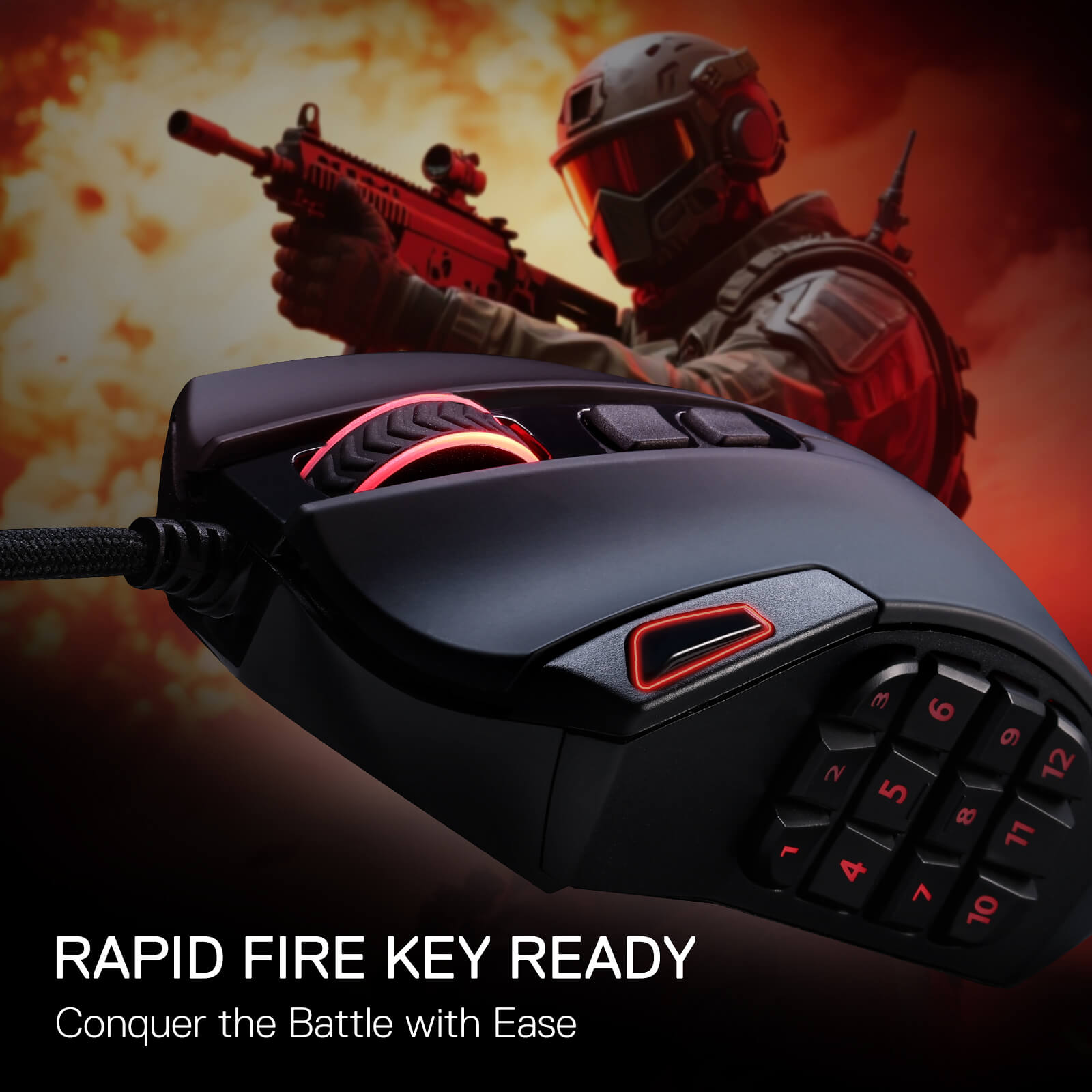 Redragon M921 MMO Gaming Mouse, 12400 DPI High Precision Wired RGB Mice w/18 Programmable Buttons
