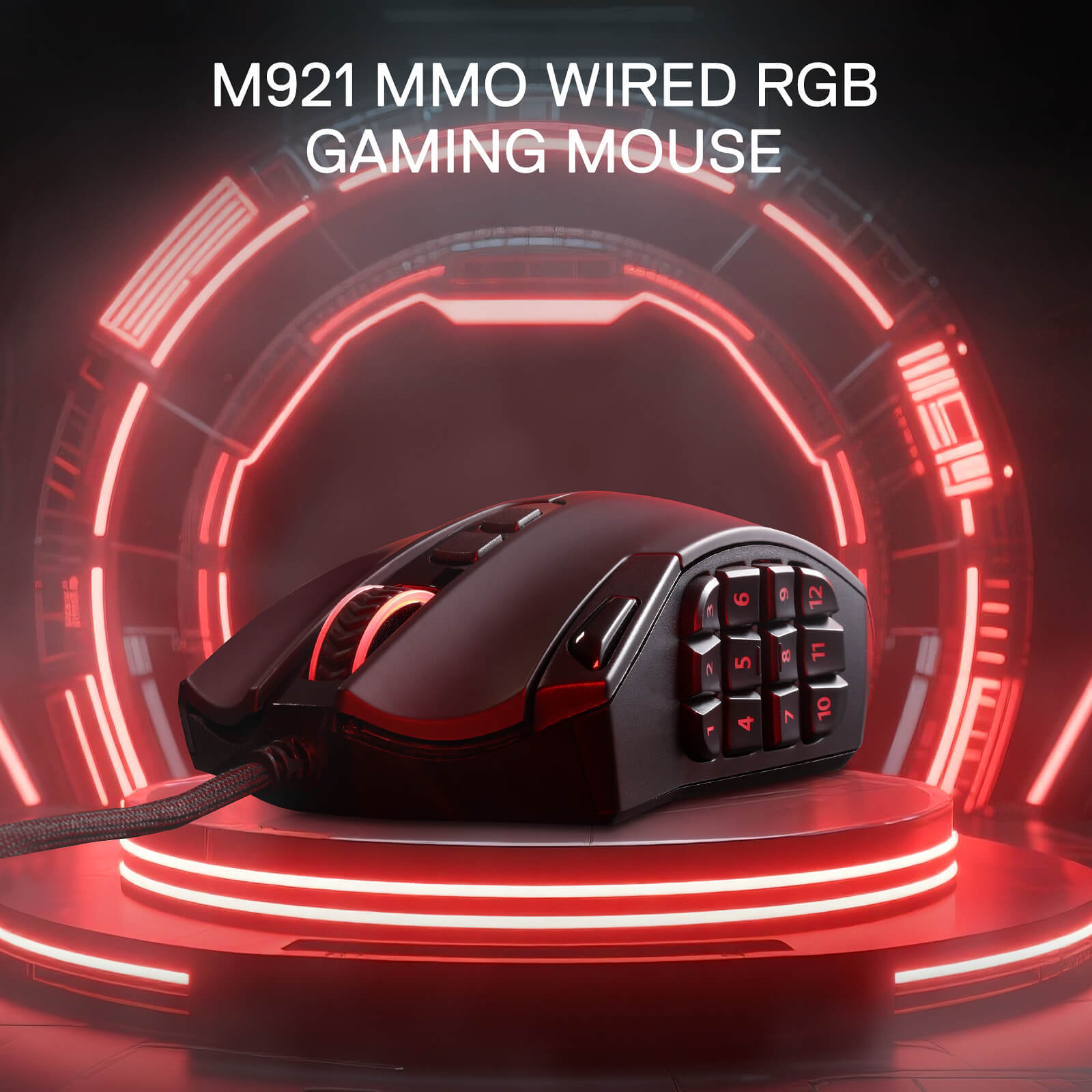 Redragon M921 MMO Gaming Mouse, 12400 DPI High Precision Wired RGB Mice w/18 Programmable Buttons