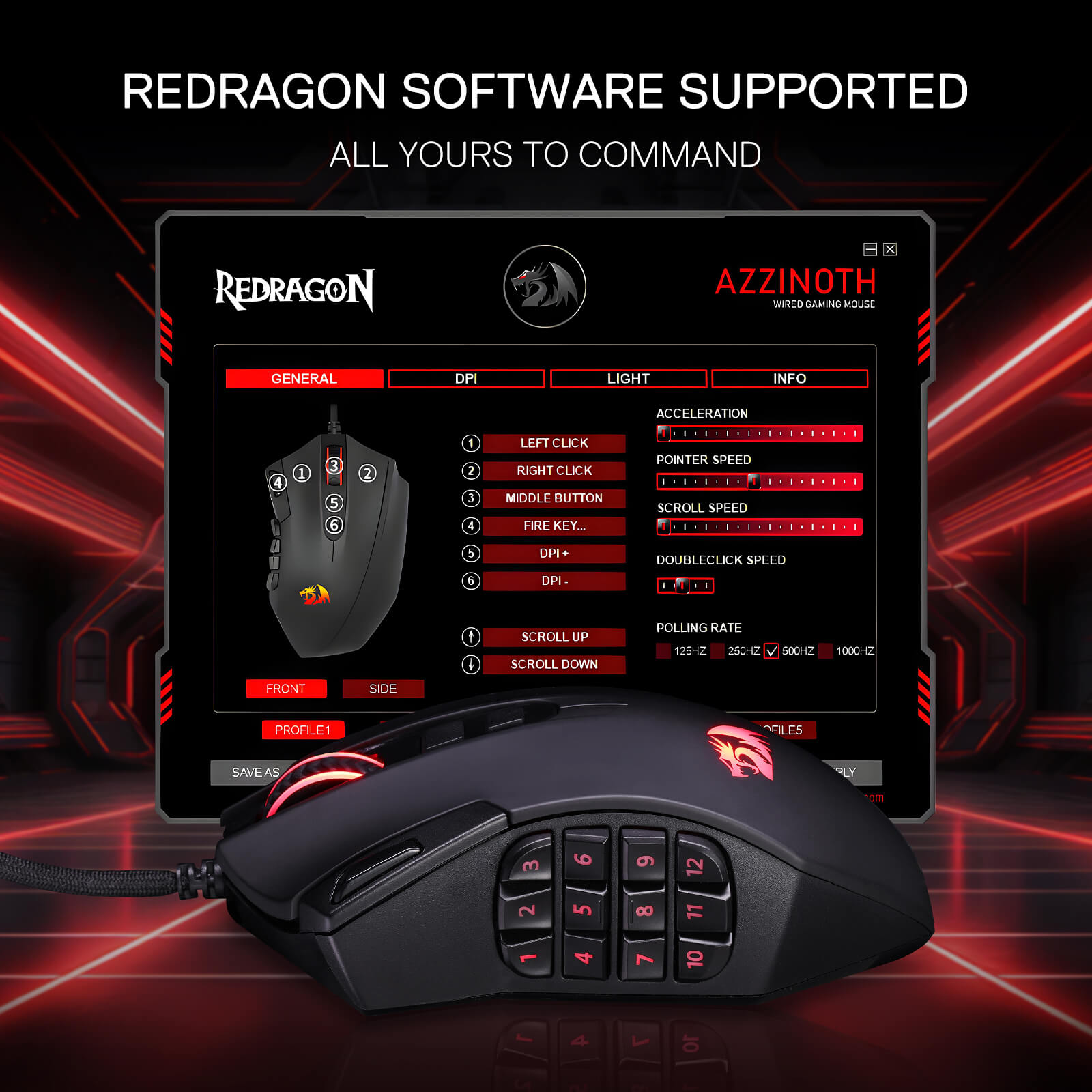 Redragon M921 MMO Gaming Mouse, 12400 DPI High Precision Wired RGB Mice w/18 Programmable Buttons