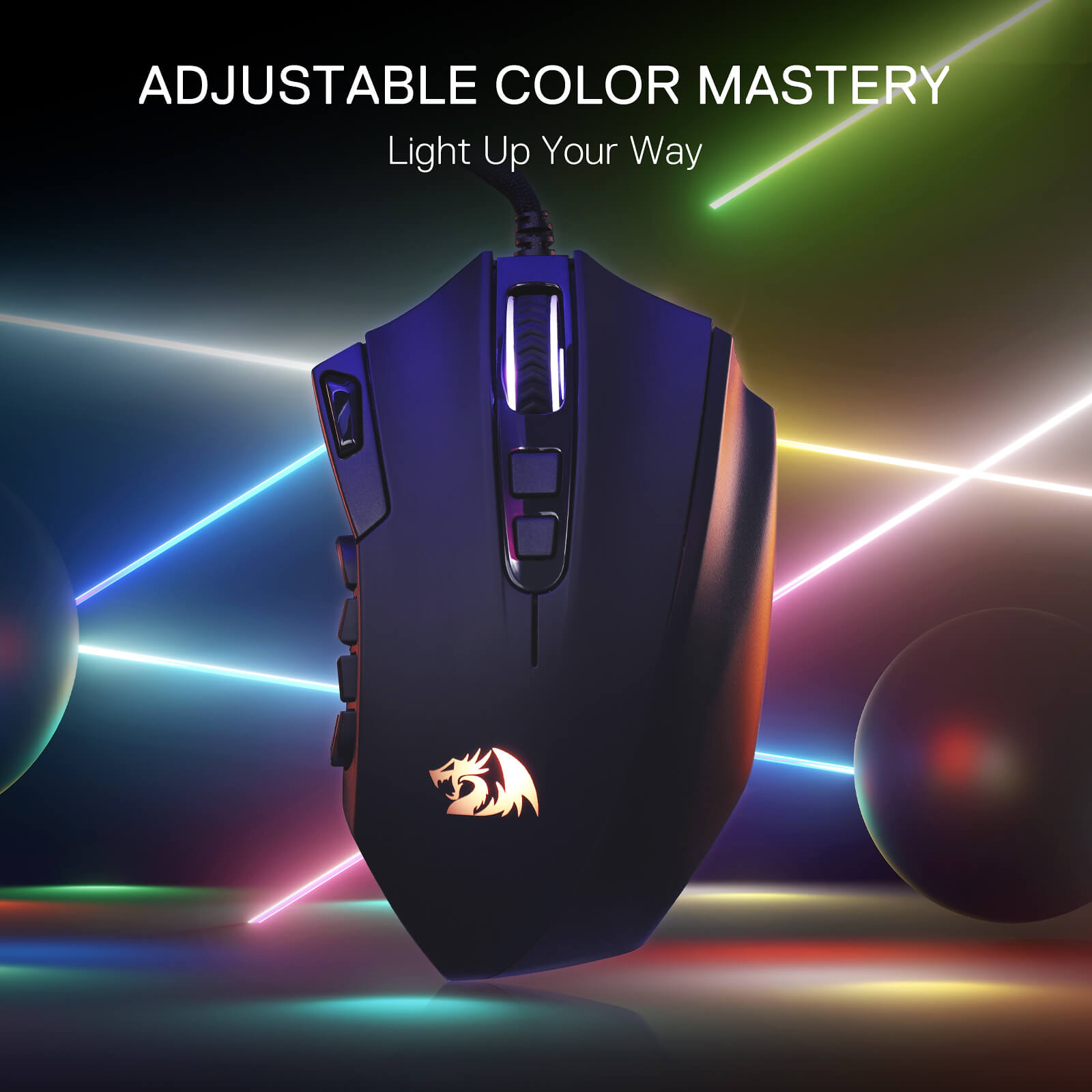 Redragon M921 MMO Gaming Mouse, 12400 DPI High Precision Wired RGB Mice w/18 Programmable Buttons