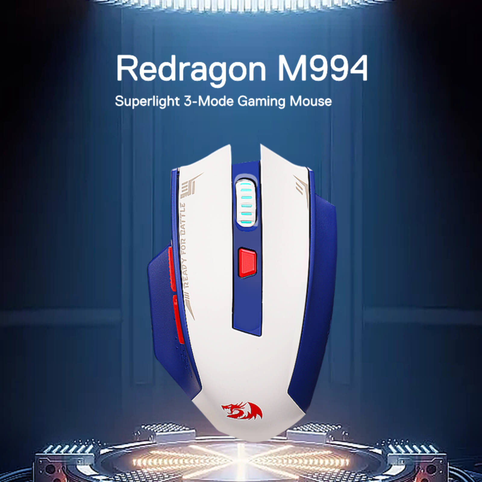 Redragon M994 Mouse Gaming Bluetooth Nirkabel, Mouse Gamer Kabel/Nirkabel 26000 DPI dengan Koneksi 3 Mode, BT & Nirkabel 2.4G, 6 Tombol Makro, Kapasitas Daya Tahan Lama untuk PC/Mac/Laptop