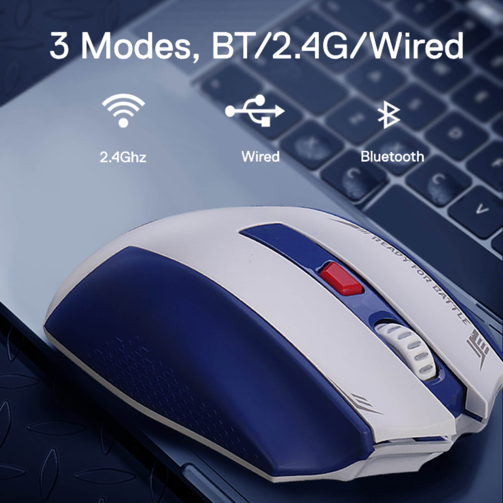 Redragon M994 Mouse Gaming Bluetooth Nirkabel, Mouse Gamer Kabel/Nirkabel 26000 DPI dengan Koneksi 3 Mode, BT & Nirkabel 2.4G, 6 Tombol Makro, Kapasitas Daya Tahan Lama untuk PC/Mac/Laptop