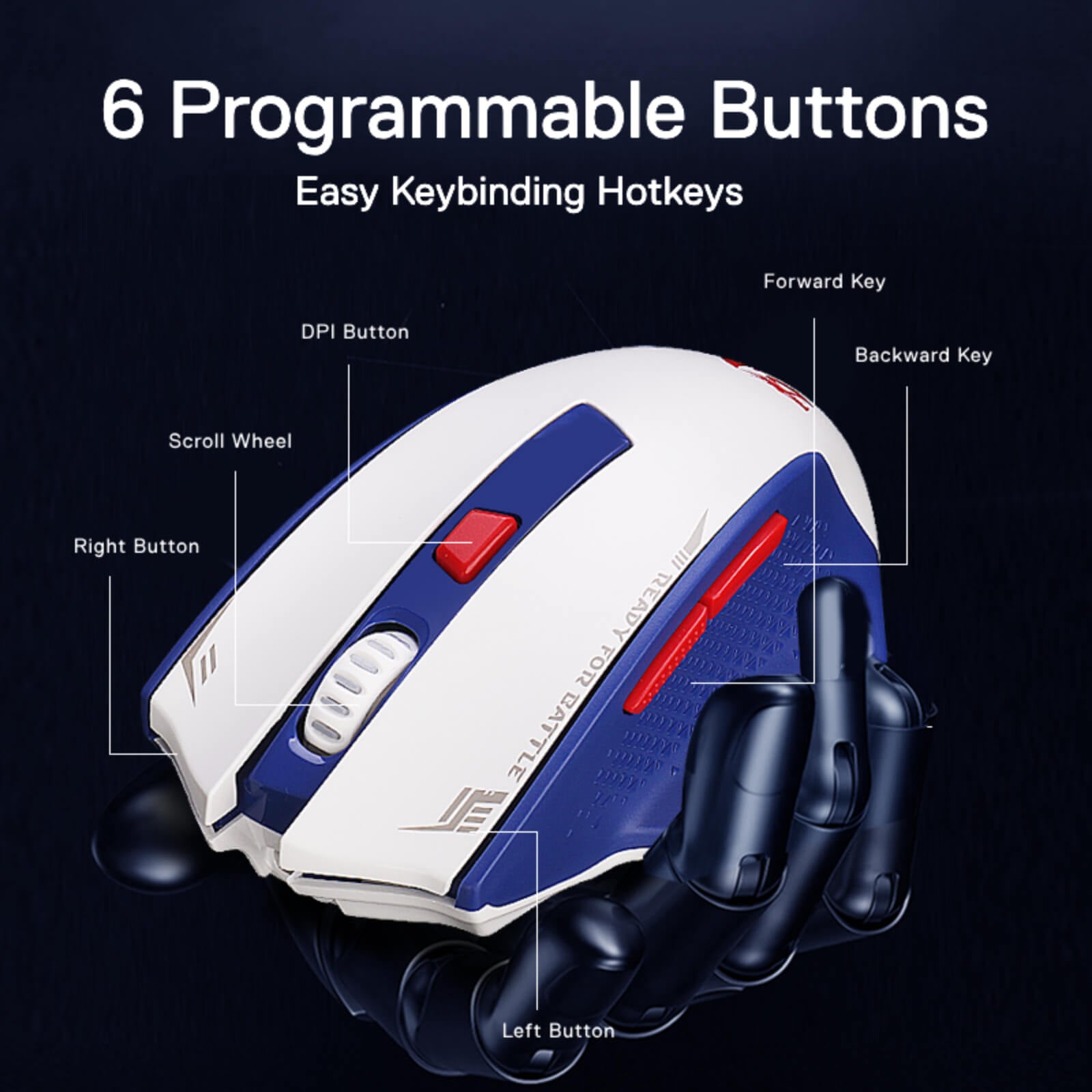 Redragon M994 Mouse Gaming Bluetooth Nirkabel, Mouse Gamer Kabel/Nirkabel 26000 DPI dengan Koneksi 3 Mode, BT & Nirkabel 2.4G, 6 Tombol Makro, Kapasitas Daya Tahan Lama untuk PC/Mac/Laptop