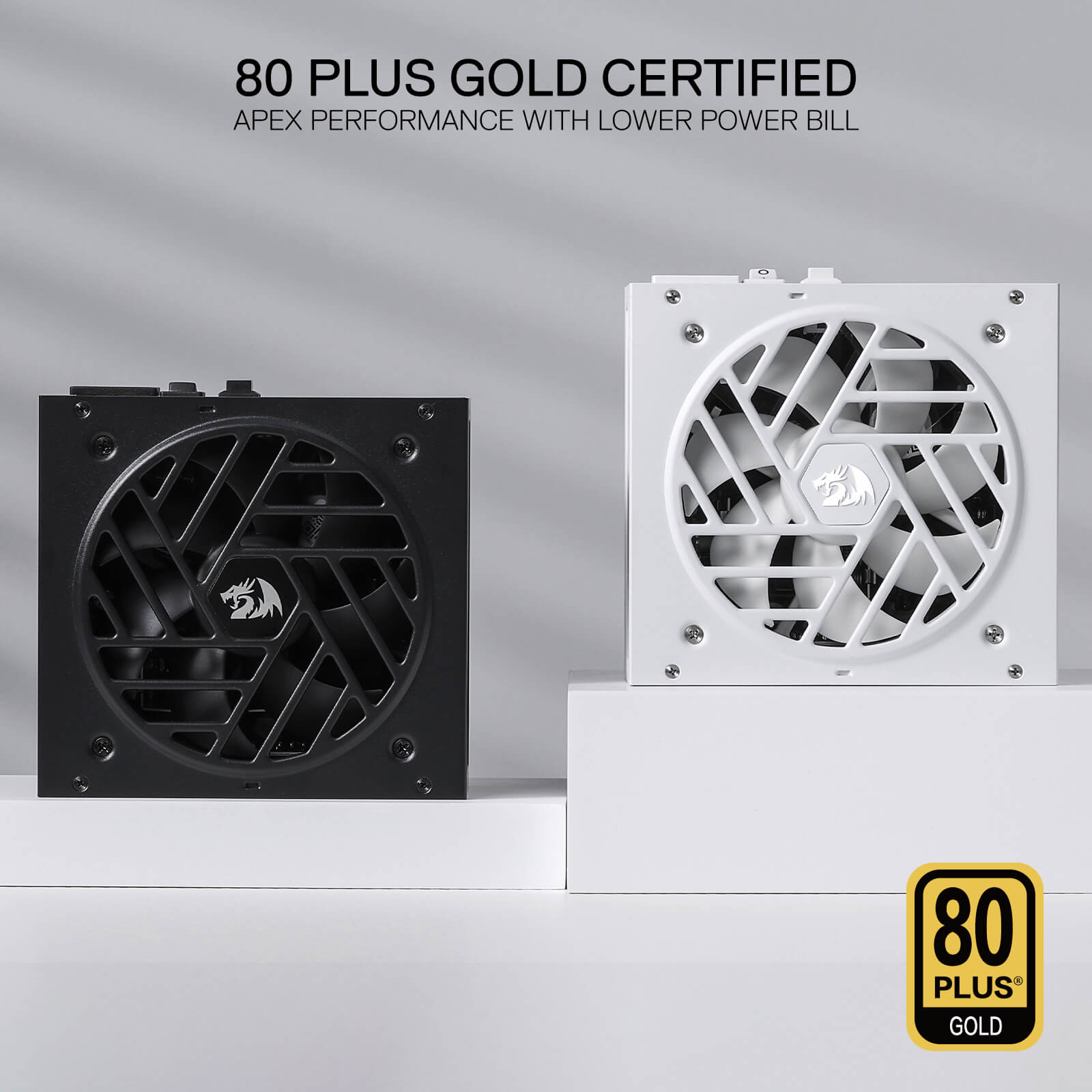 Redragon RGPS-850W PRO 80+ Gold 850 Watt Power Supply w/Upgraded ATX 3.1 & PCIe 5.1 Fully Modular, Compact 160mm Size, Smart ECO Low Noise Fan, 100% Japanese Capacitors, Full Mod Cables, black| show