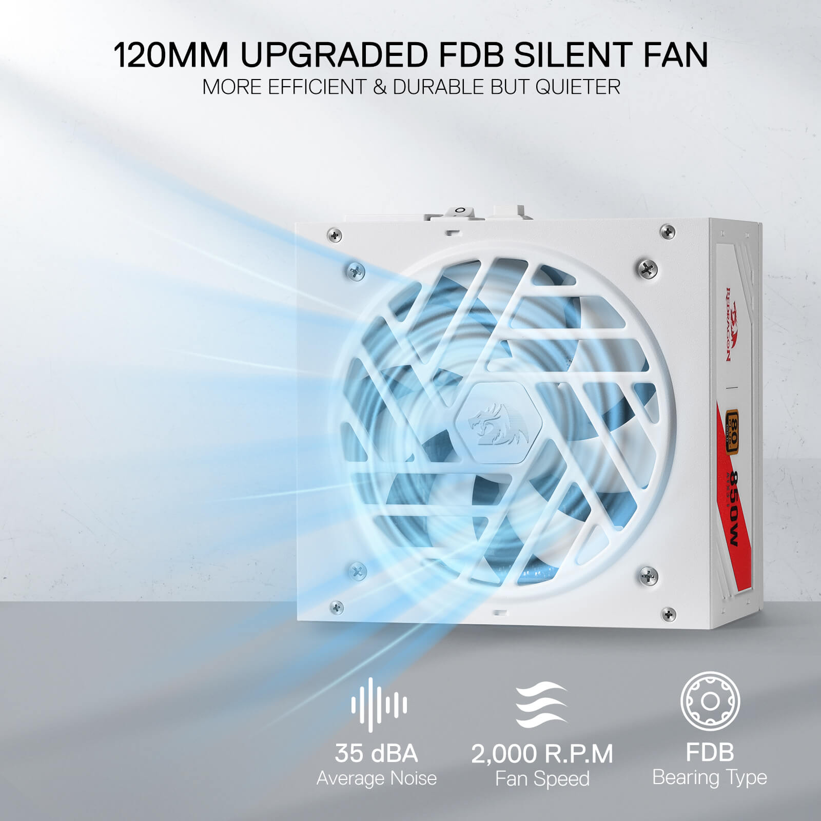 Redragon RGPS-850W PRO 80+ Gold 850 Watt Power Supply w/Upgraded ATX 3.1 & PCIe 5.1 Fully Modular, Compact 160mm Size, Smart ECO Low Noise Fan, 100% Japanese Capacitors, Full Mod Cables, black| show