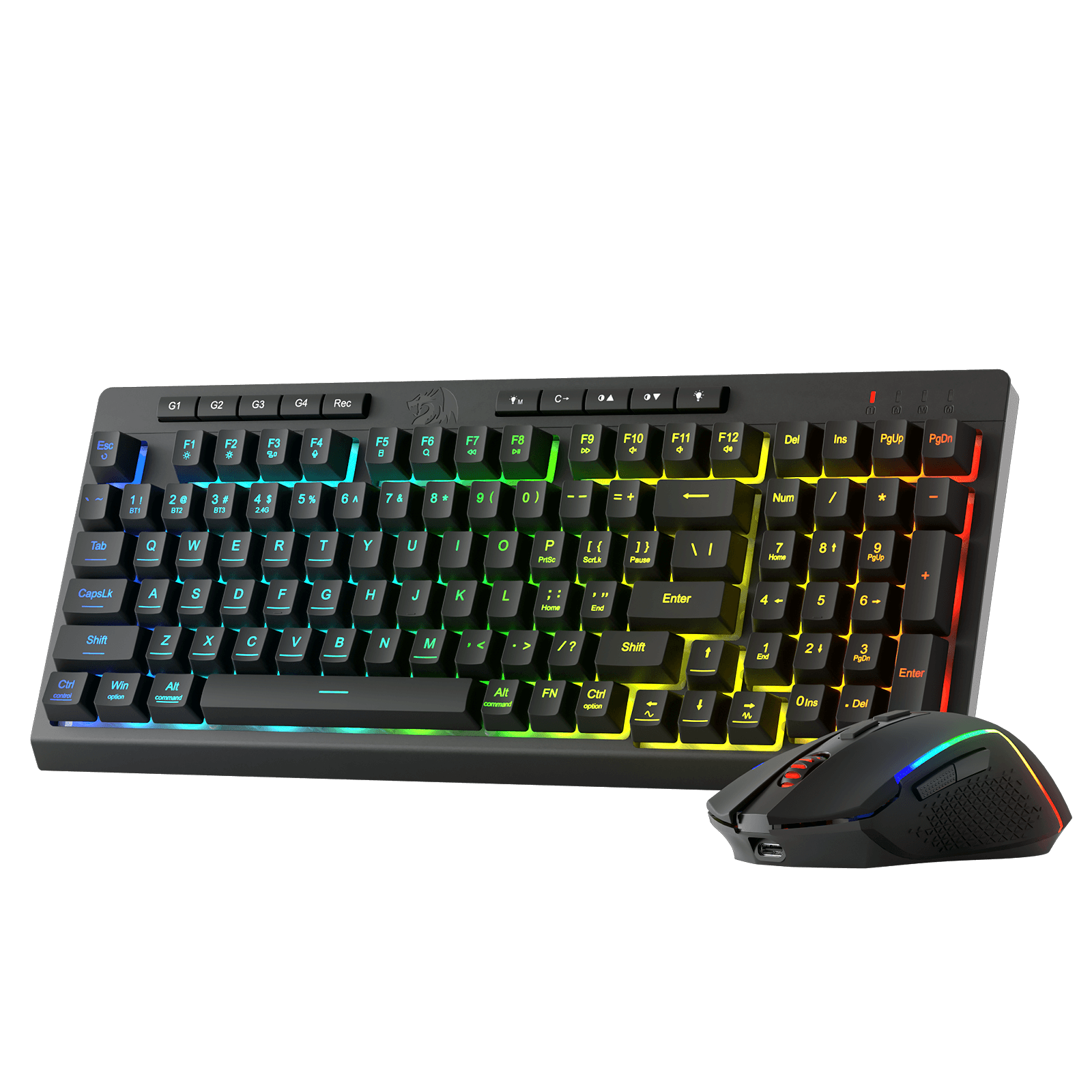 Redragon S142 Wireless Gaming Keyboard & Mouse Combo, 98 Keys K515 PRO Wireless RGB Membrane Keyboard and 4800 DPI Wireless M693 PRO Gaming Mouse Bundle