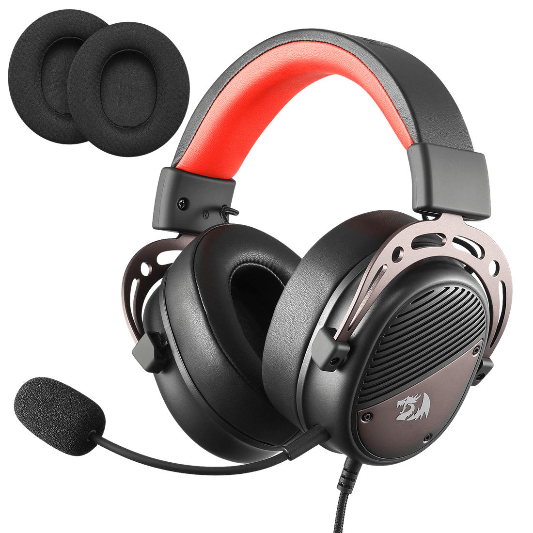 Redragon H730 USB Wired Gaming Headset - 53mm Drivers, 360° Spatial Sound, Detachable Noise-Canceling Microphone, Magnetic Replaceable Ear Cushions, Over-Ear Headphones Works for PC/PS4/PS5