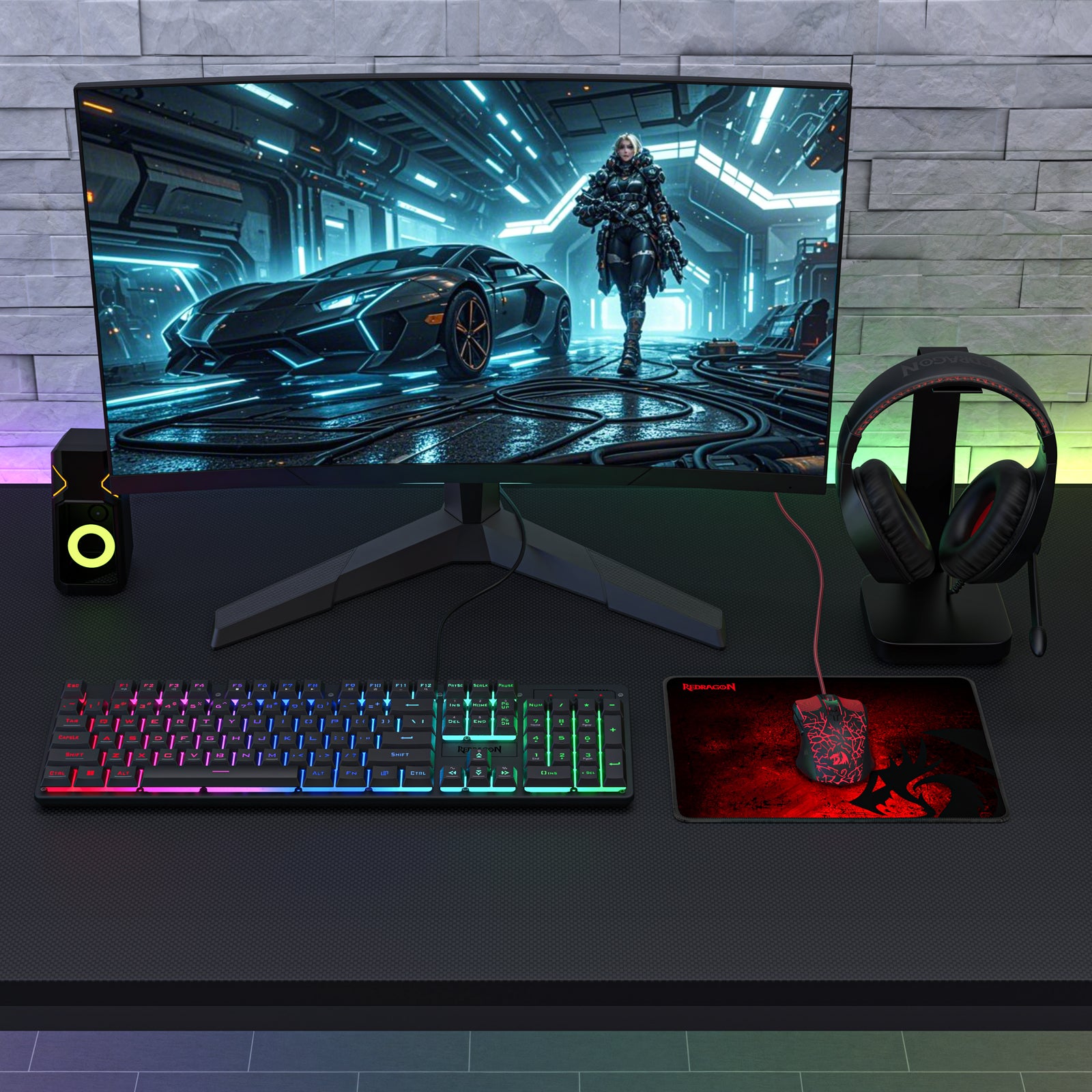 Redragon Essentials S107P-BA Paket Gaming 4 in 1