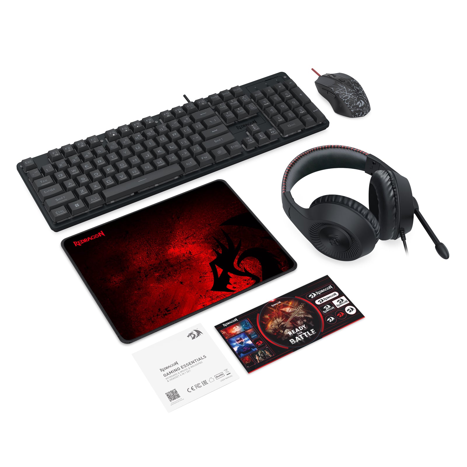 Redragon Essentials S107P-BA Paket Gaming 4 in 1