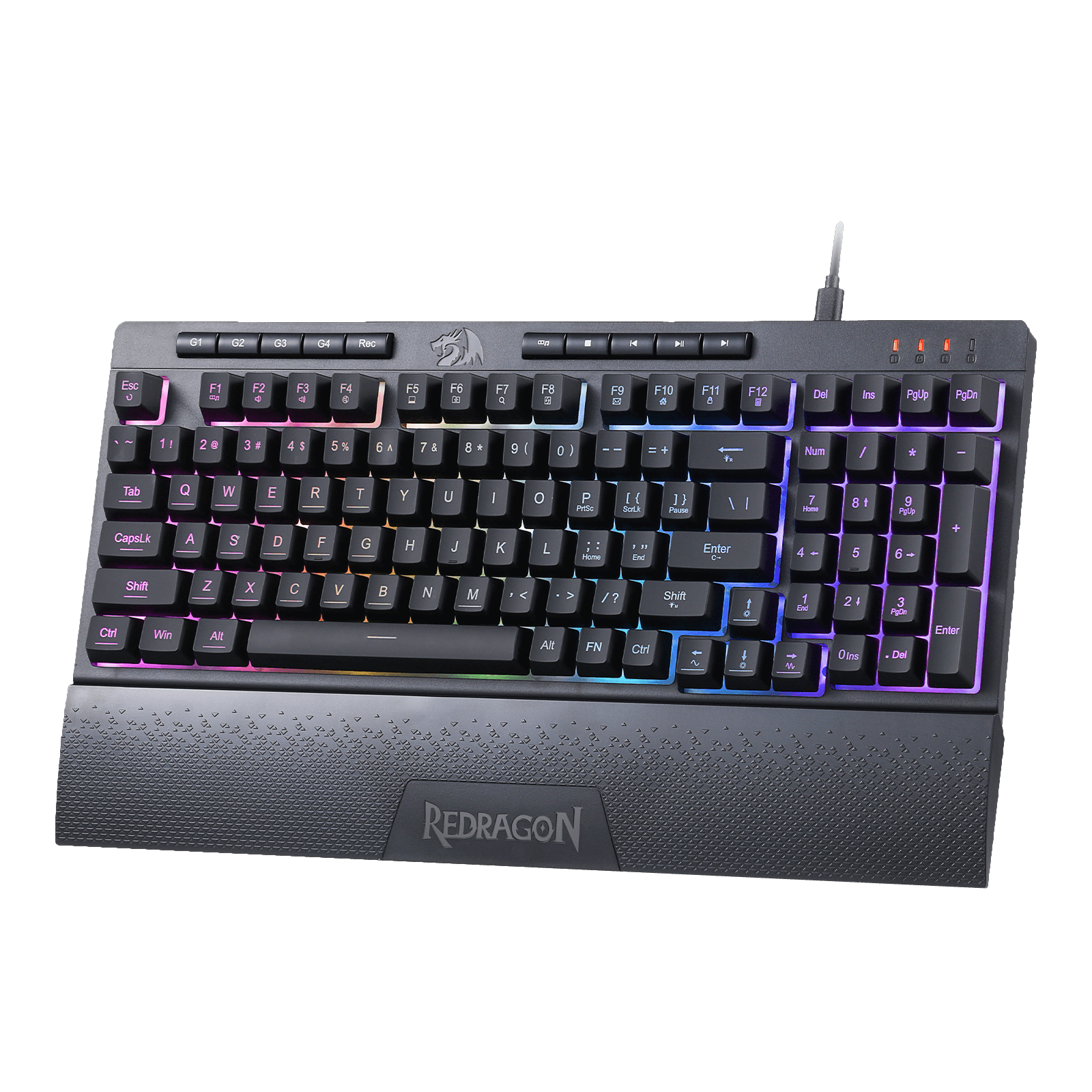 Redragon K515 SHIVA RGB Membrane Gaming Keyboard, 98 Keys Mechanical-Feel Keyboard w/Smooth Linear Switch, On-Board Macro & Dedicated Multimedia Keys, Detachable Wrist Rest, Software Supported